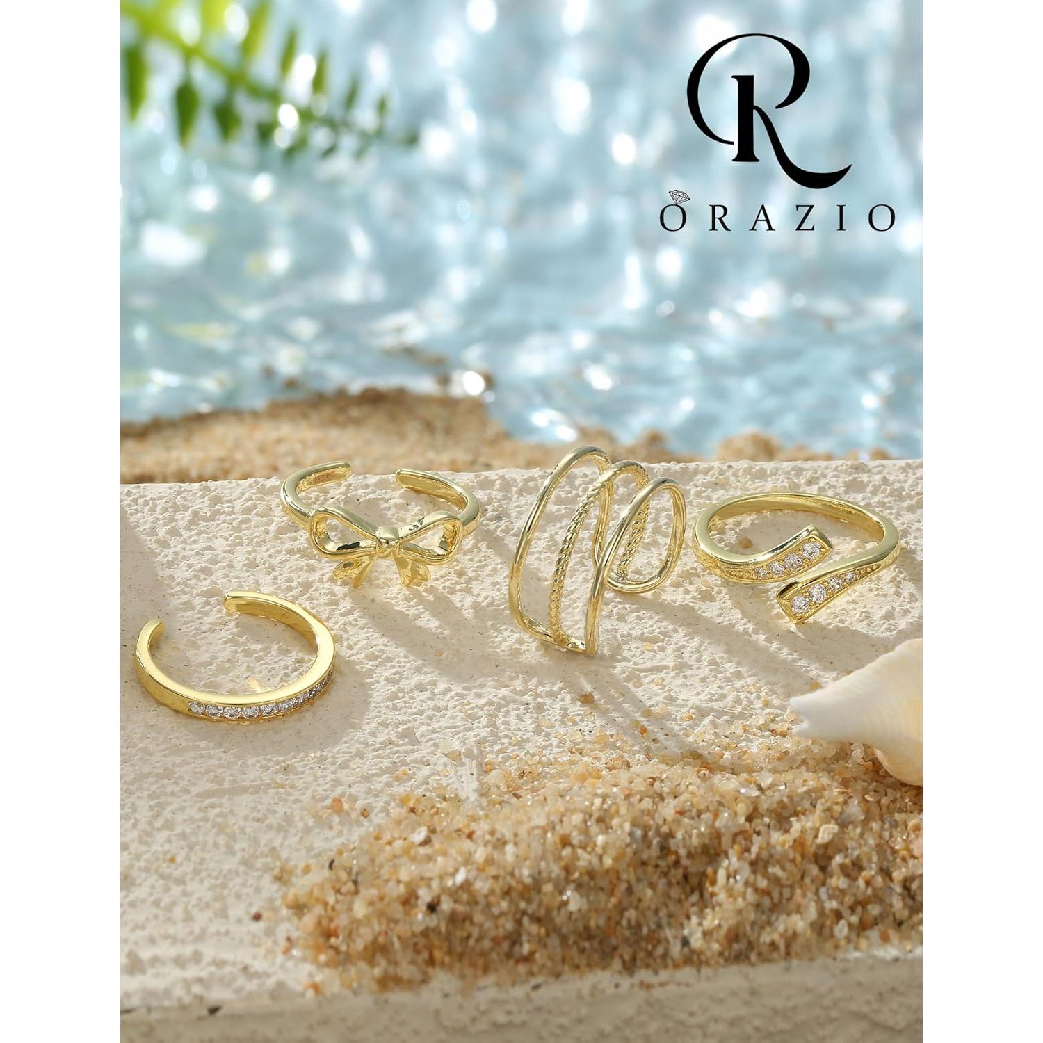 Anillos de Dedo de Oro 14K ORAZIO Ajustables - 4 Piezas