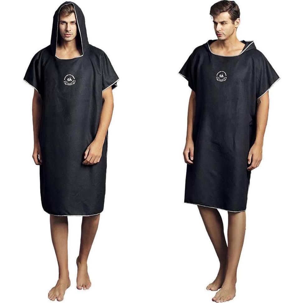 Poncho de Surf Hiturbo Microfibra Negro - Toalla Playa Secado Rápido