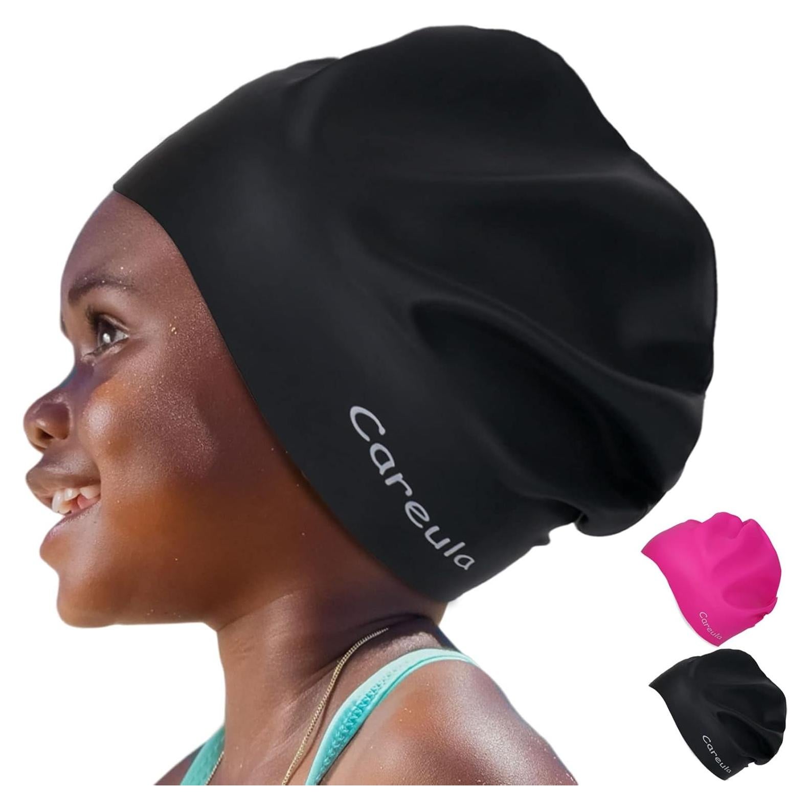Paquete de 2 Gorras de Natación Careula para Niños Cabello Largo