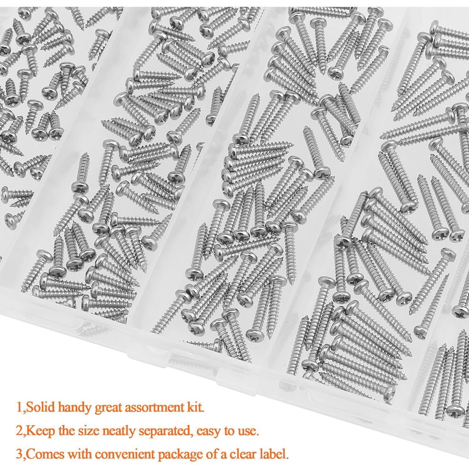 Juego de Tornillos de Madera HELIFOUNER 250 Piezas Acero Inoxidable
