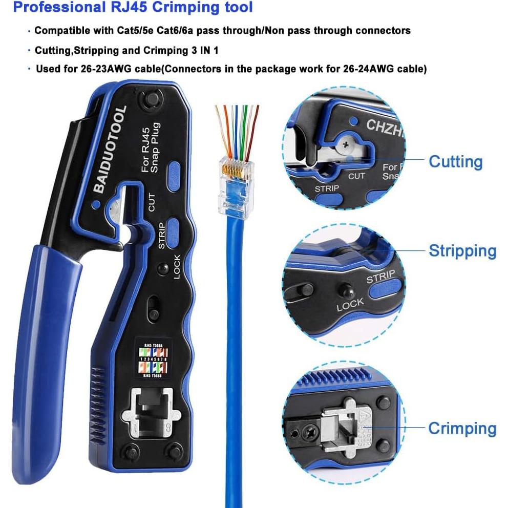 Kit de Herramientas de Crimpado RJ45 BAIDUOTOOL Cat5 Cat6