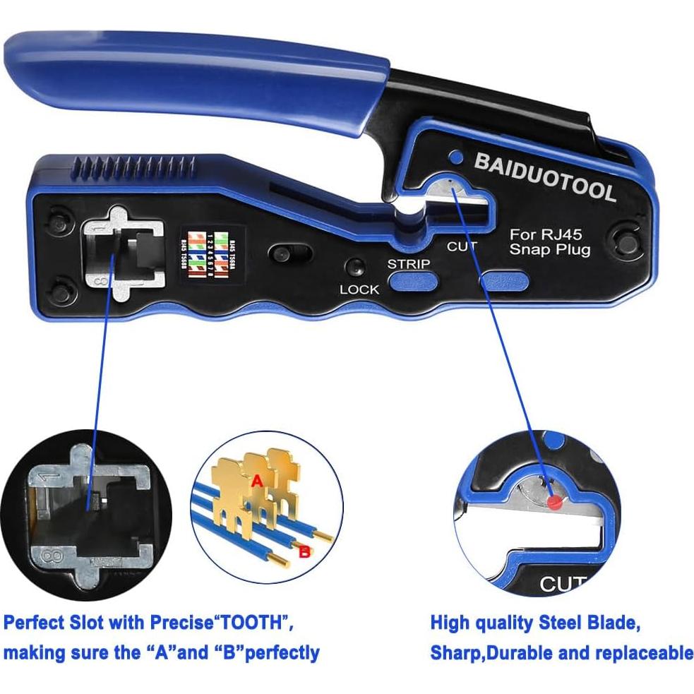 Kit de Herramientas de Crimpado RJ45 BAIDUOTOOL Cat5 Cat6