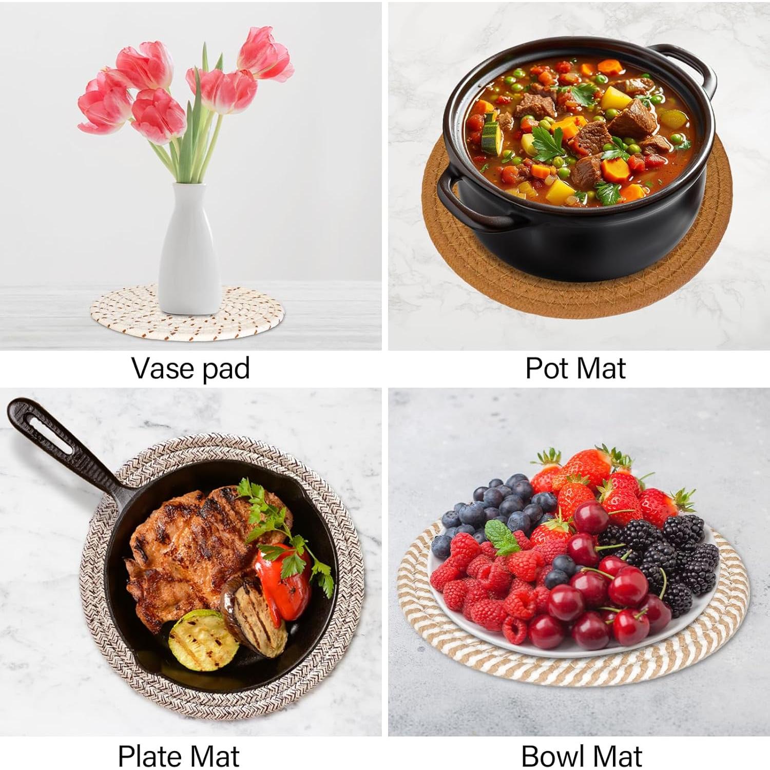 Juego de 12 Trivetes de Algodón ATZNZIK 17.78 cm Resistentes al Calor