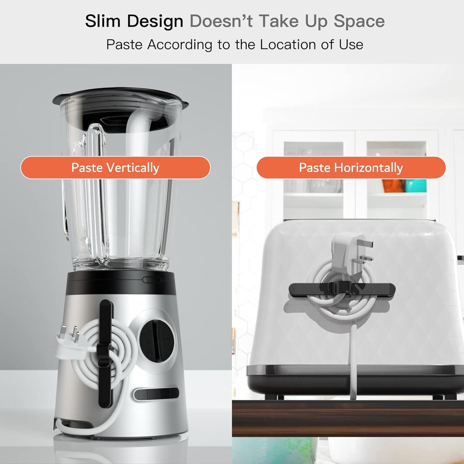 Organizador de Cables PZOZ 4 Pack Negro para Cocina