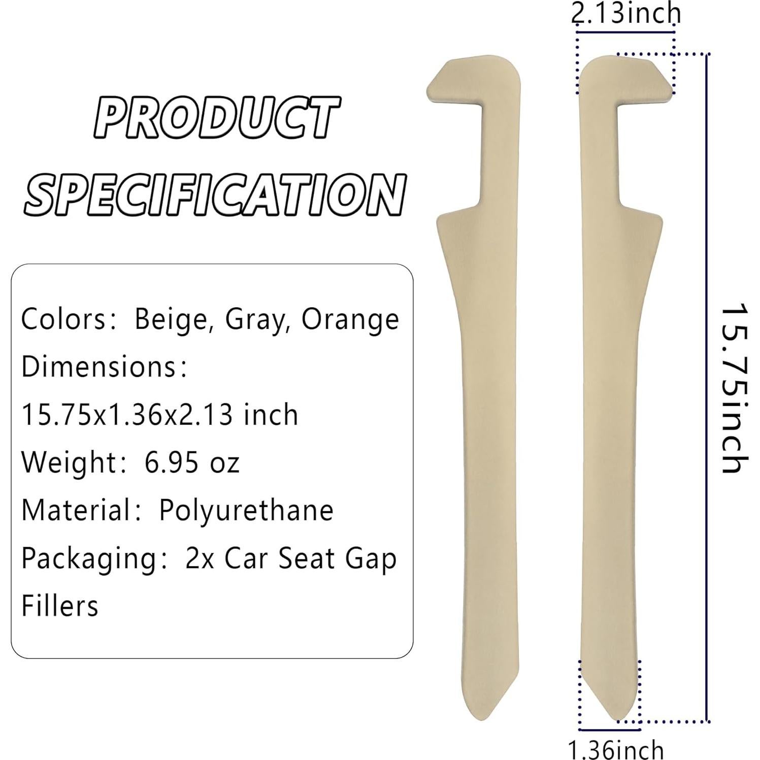 Relleno Espacio entre Asientos de Coche Junecarp 2 Piezas Beige