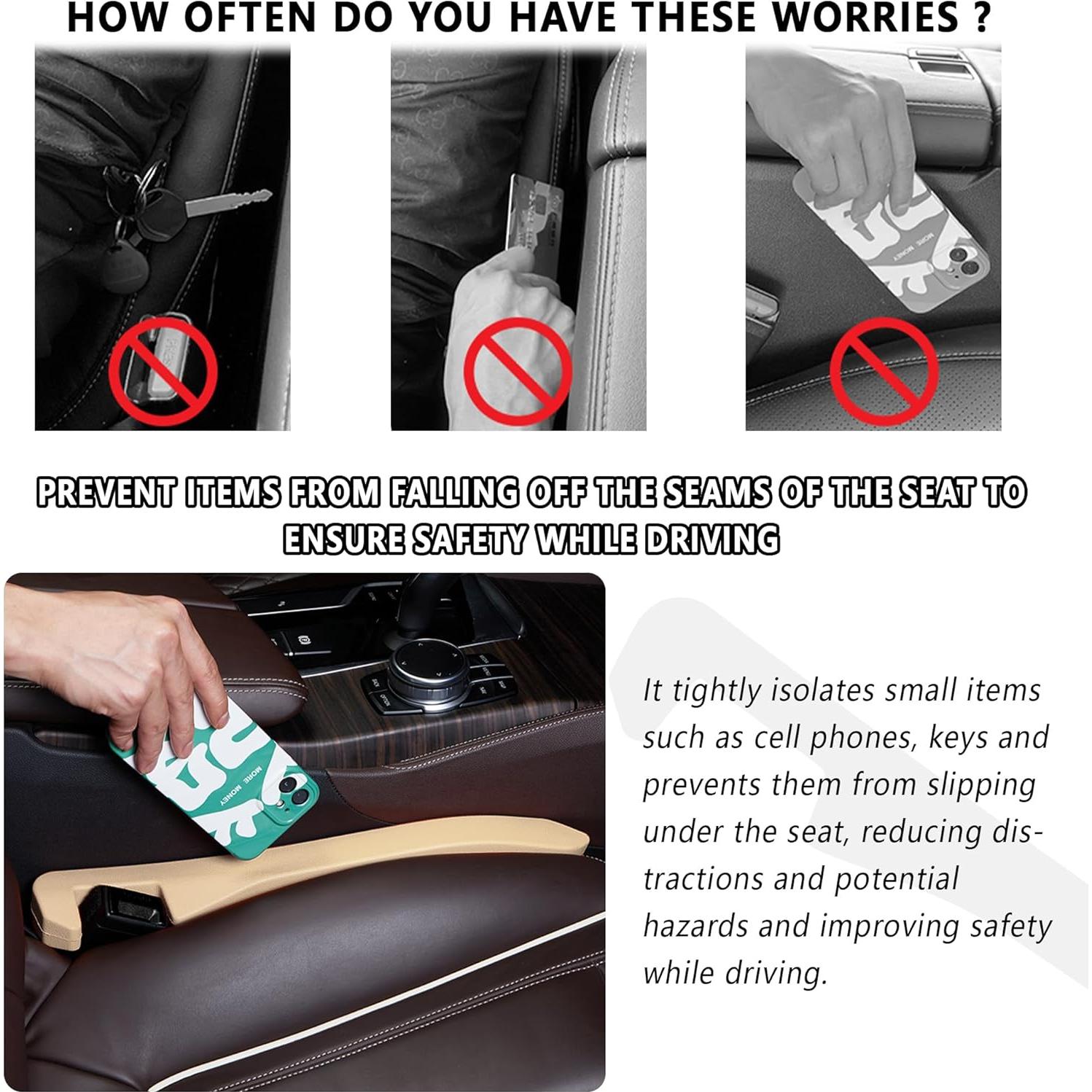 Relleno Espacio entre Asientos de Coche Junecarp 2 Piezas Beige