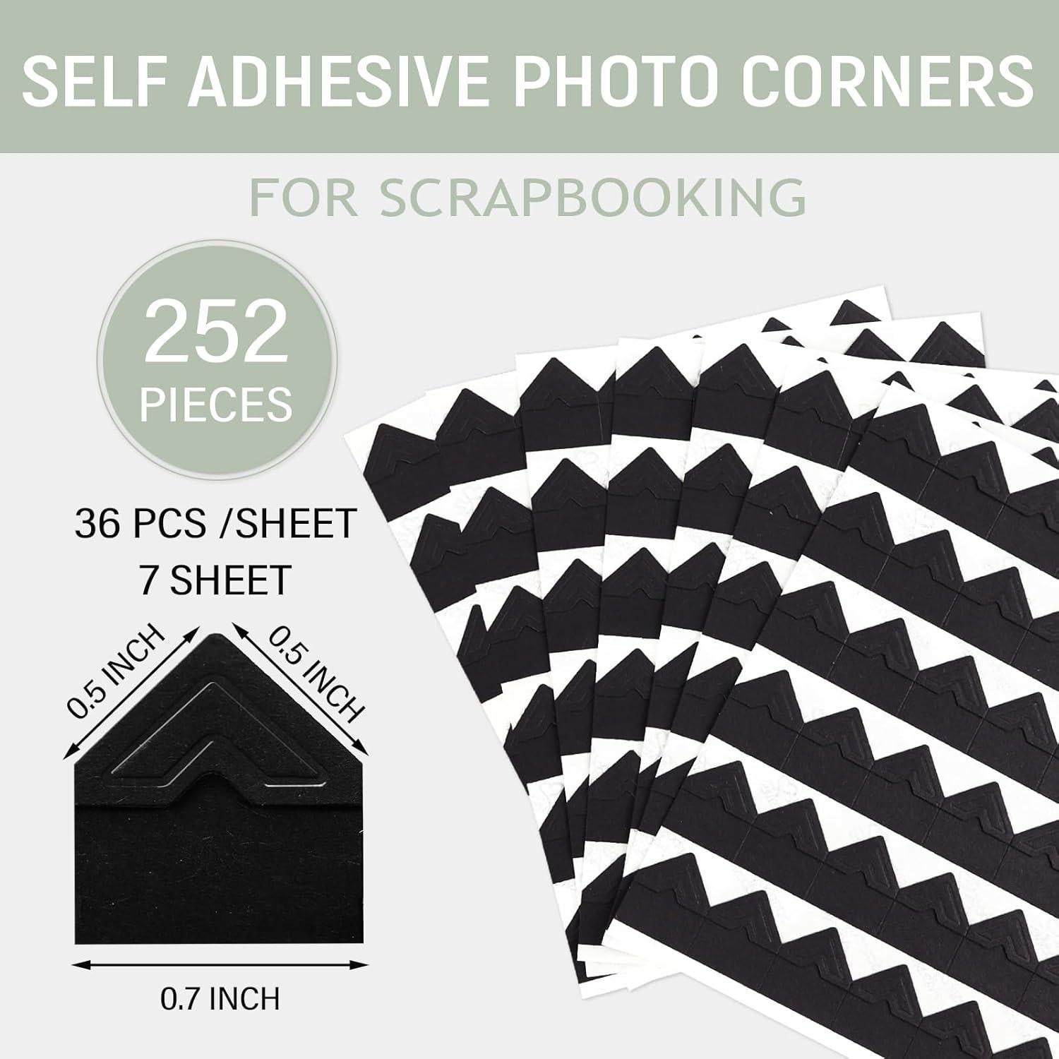 Esquinas de Foto Autoadhesivas Lineco 0.5" (1.27 cm) Negro - 252 Piezas