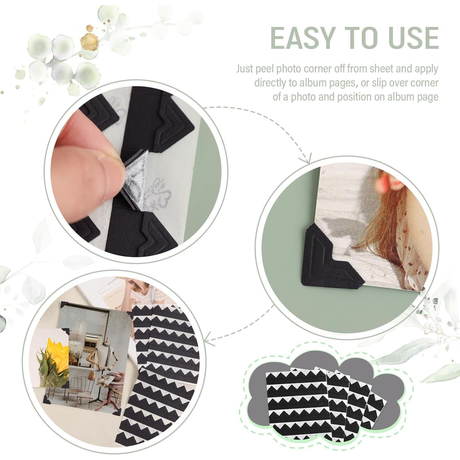 Esquinas de Foto Autoadhesivas Lineco 0.5" (1.27 cm) Negro - 252 Piezas