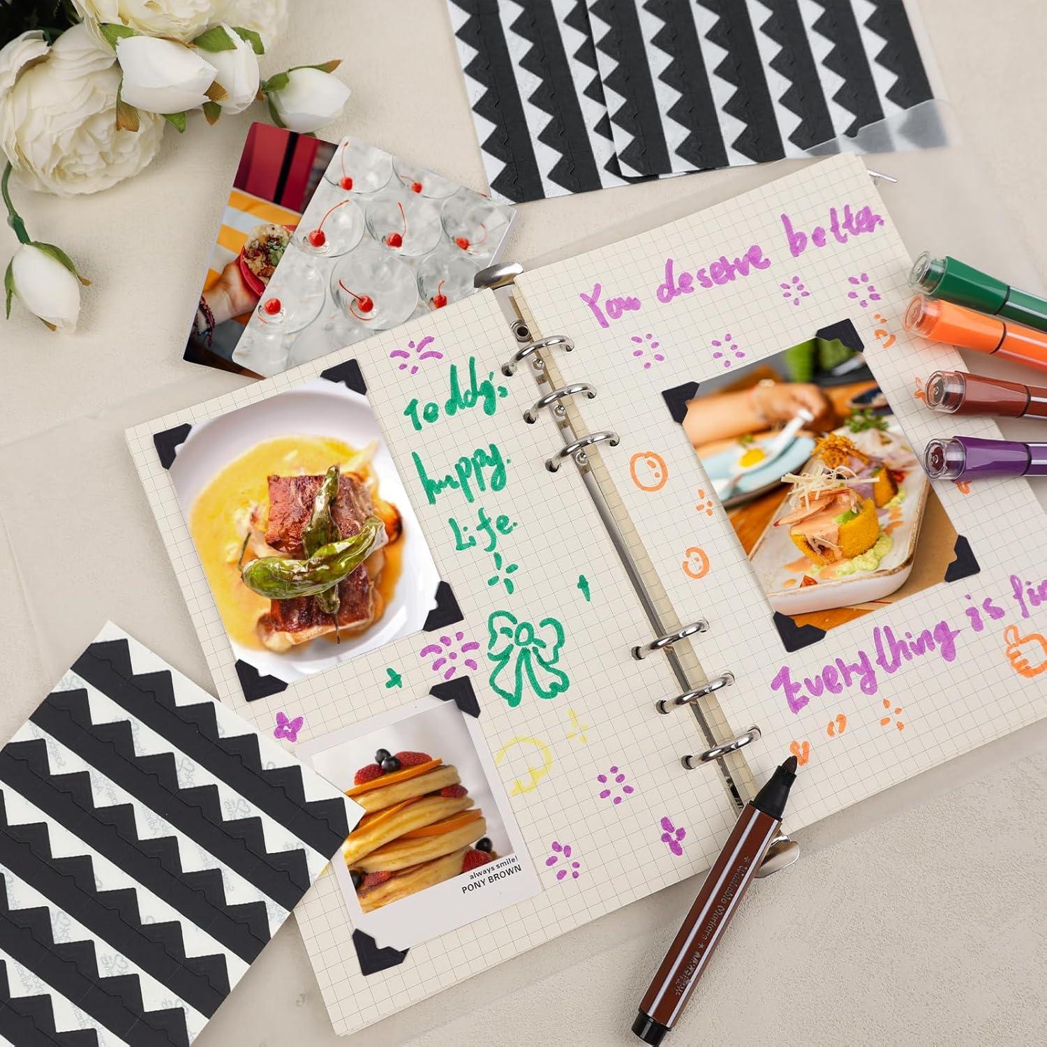 Esquinas de Foto Autoadhesivas Lineco 0.5" (1.27 cm) Negro - 252 Piezas