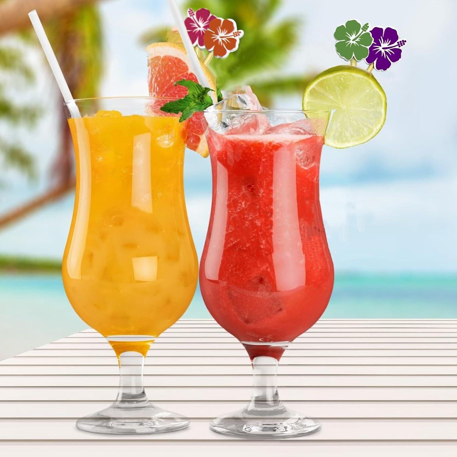 100 Palillos de Cóctel de Bambú con Flor 12 cm para Fiestas