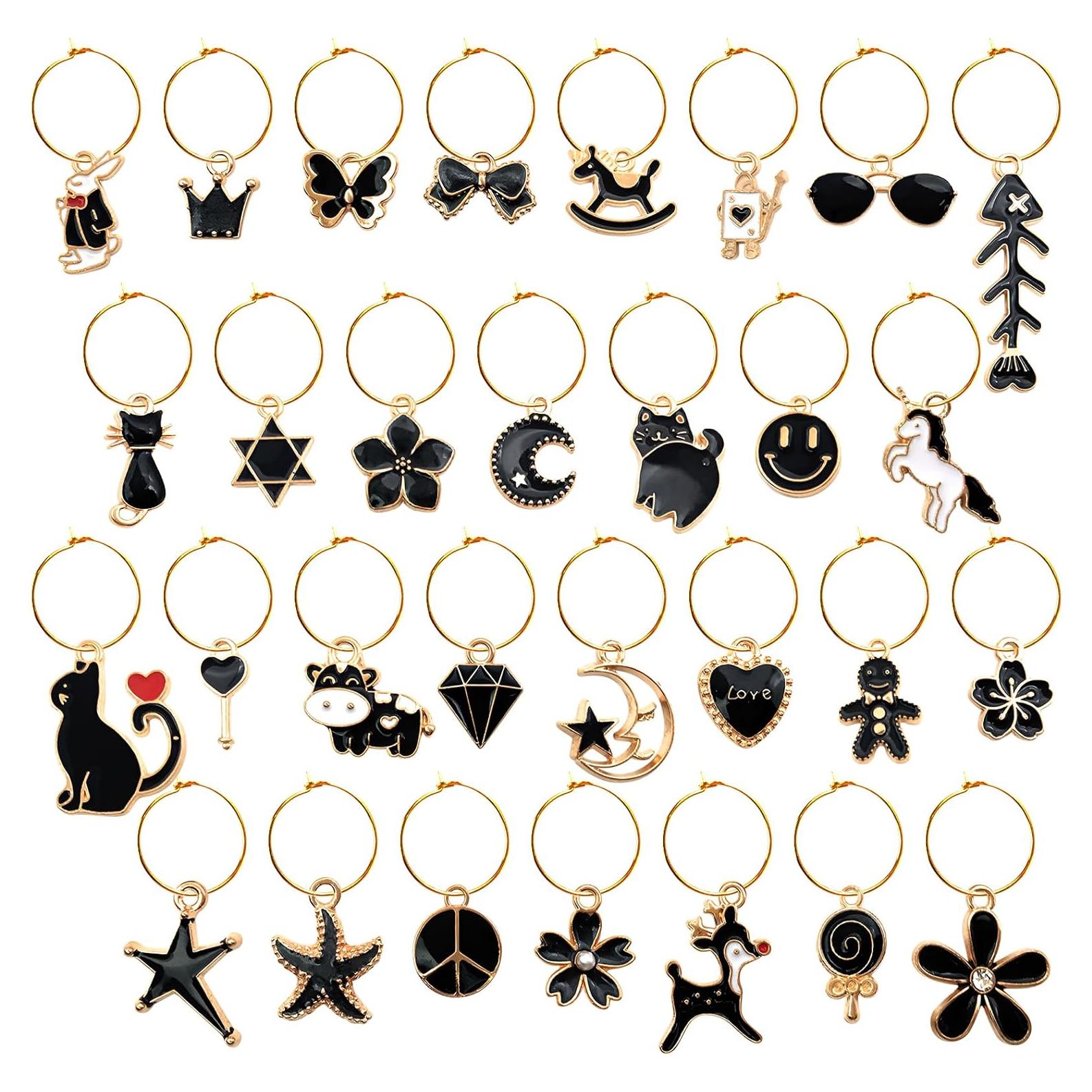 30 Piezas Encantos de Vidrio para Copas de Vino Macepason