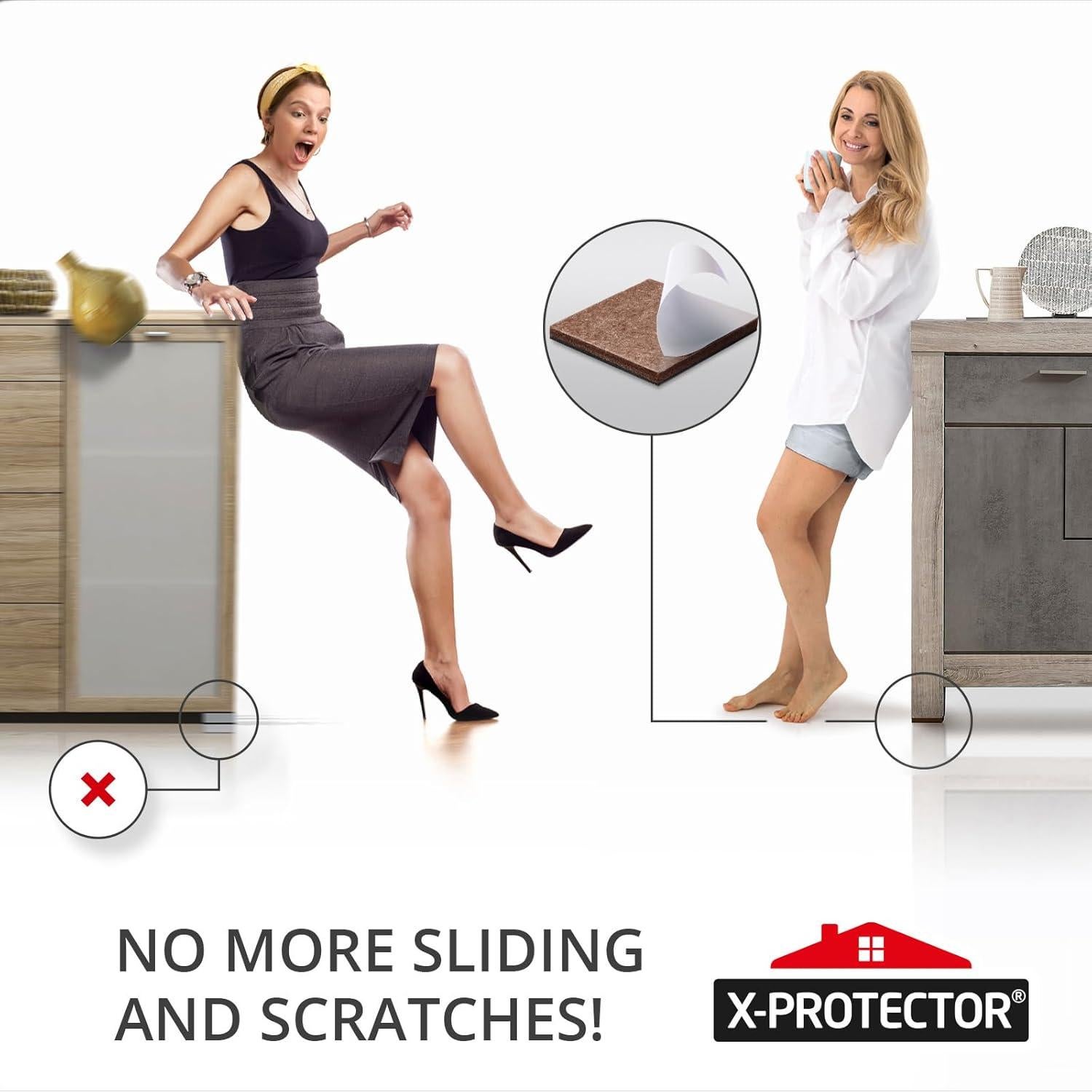 Almohadillas Antideslizantes X-PROTECTOR 48 Pcs - 32 Redondas 2.5 cm + 16 Cuadradas 5 cm