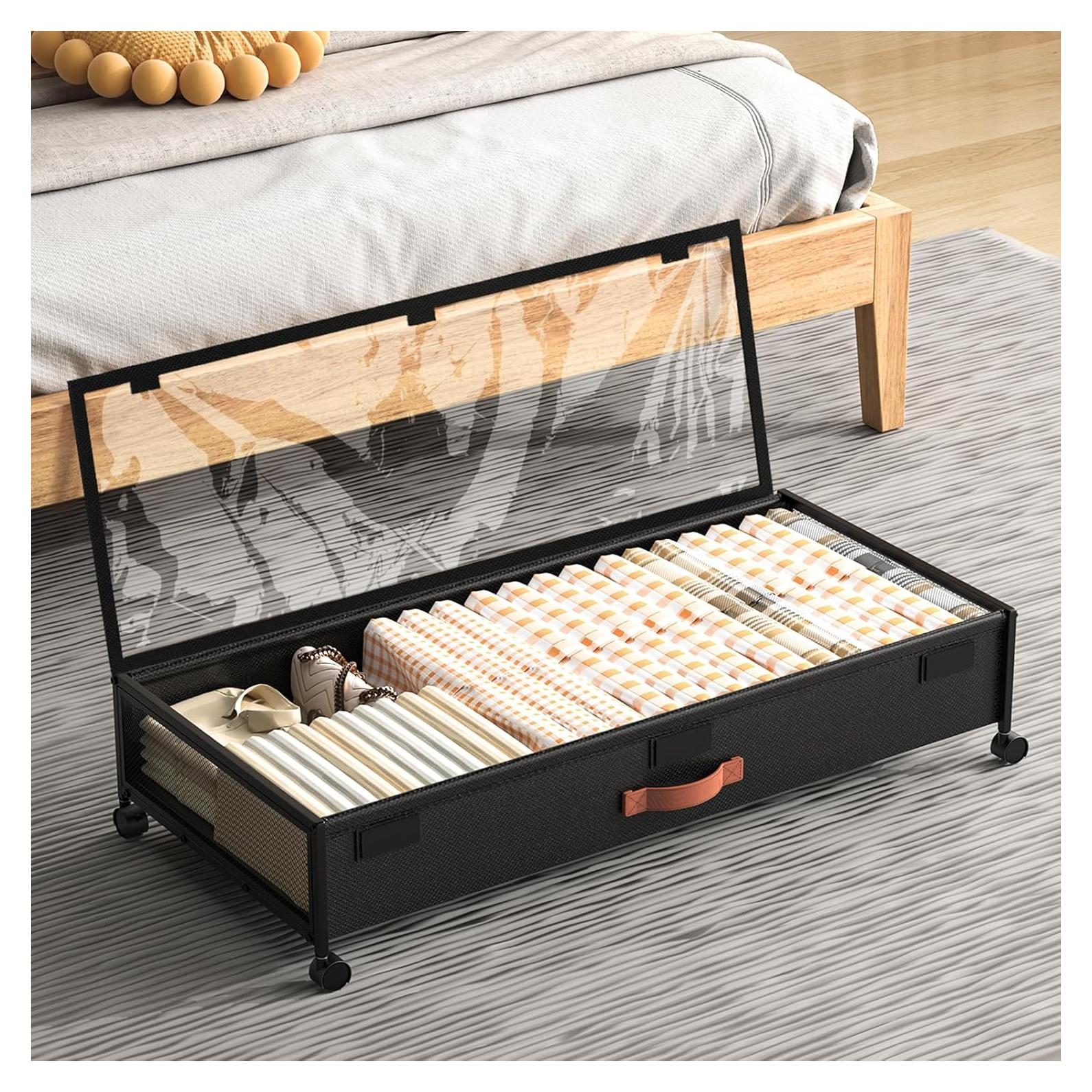 Contenedor de Almacenamiento Bajo la Cama Eastherry 54L Negro