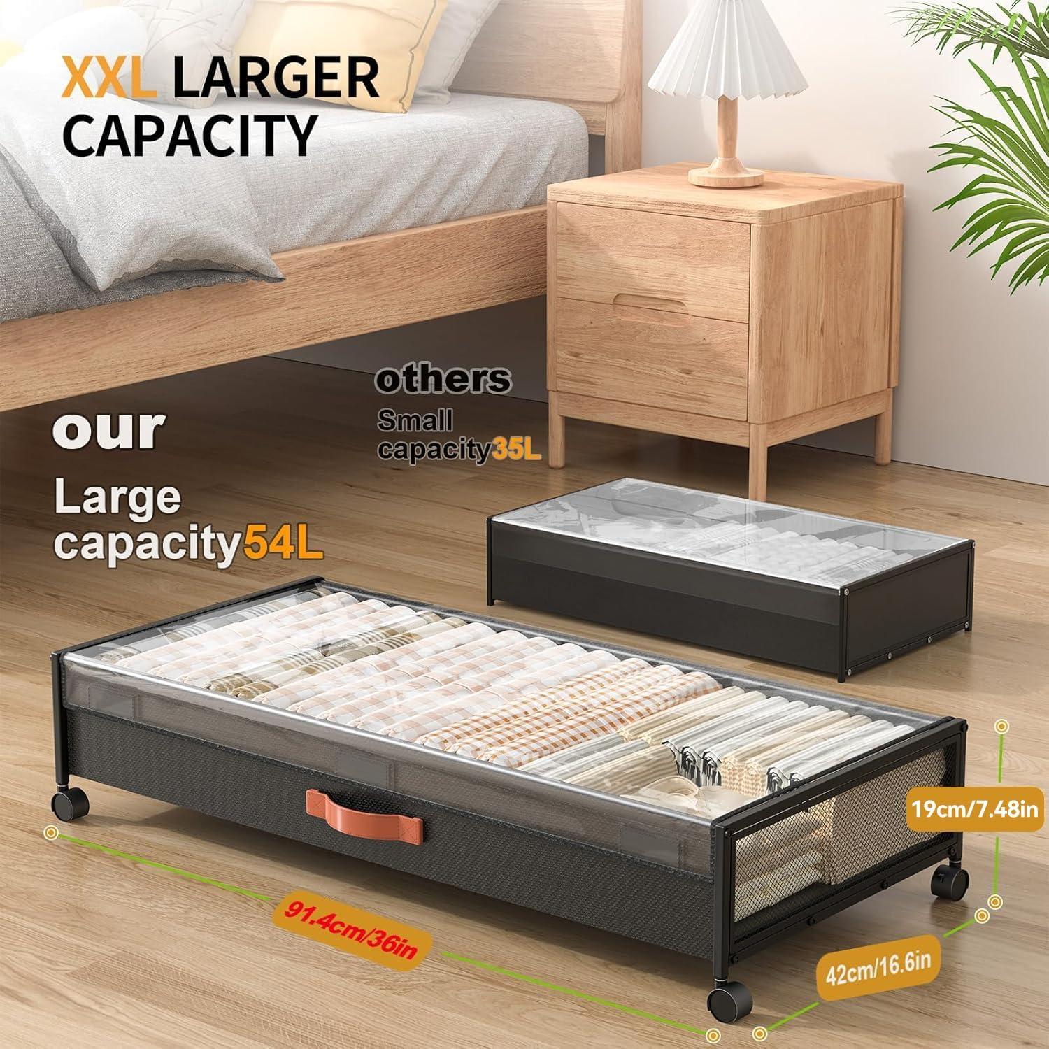 Contenedor de Almacenamiento Bajo la Cama Eastherry 54L Negro