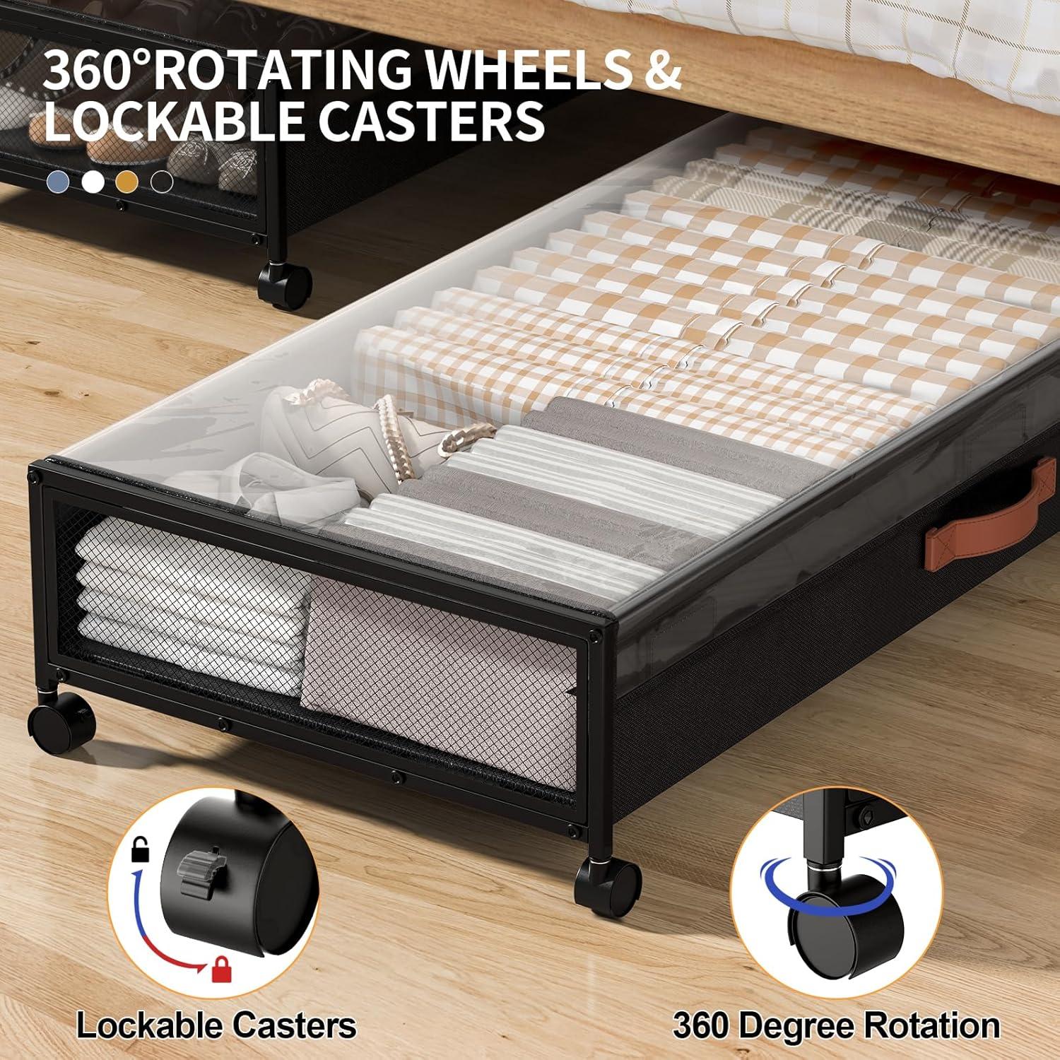 Contenedor de Almacenamiento Bajo la Cama Eastherry 54L Negro