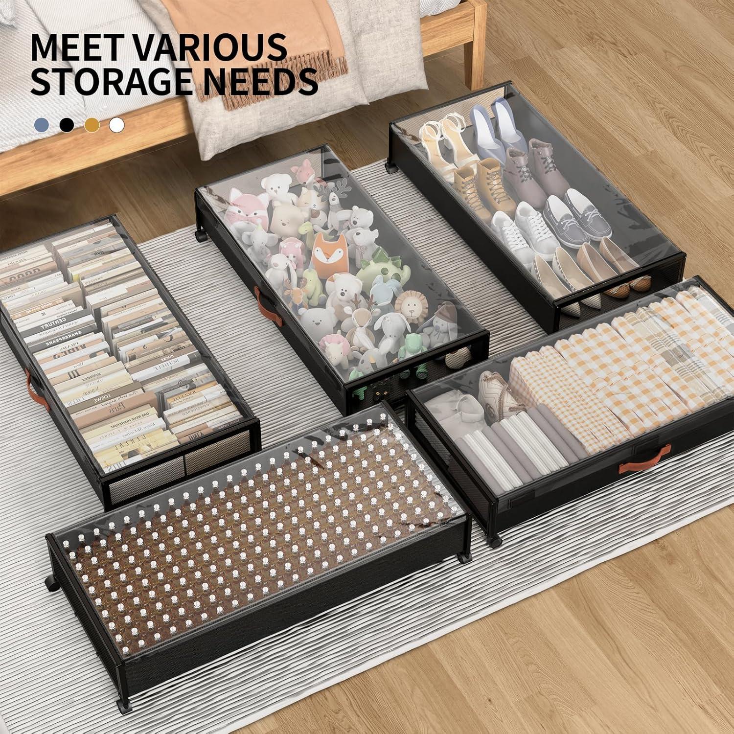 Contenedor de Almacenamiento Bajo la Cama Eastherry 54L Negro