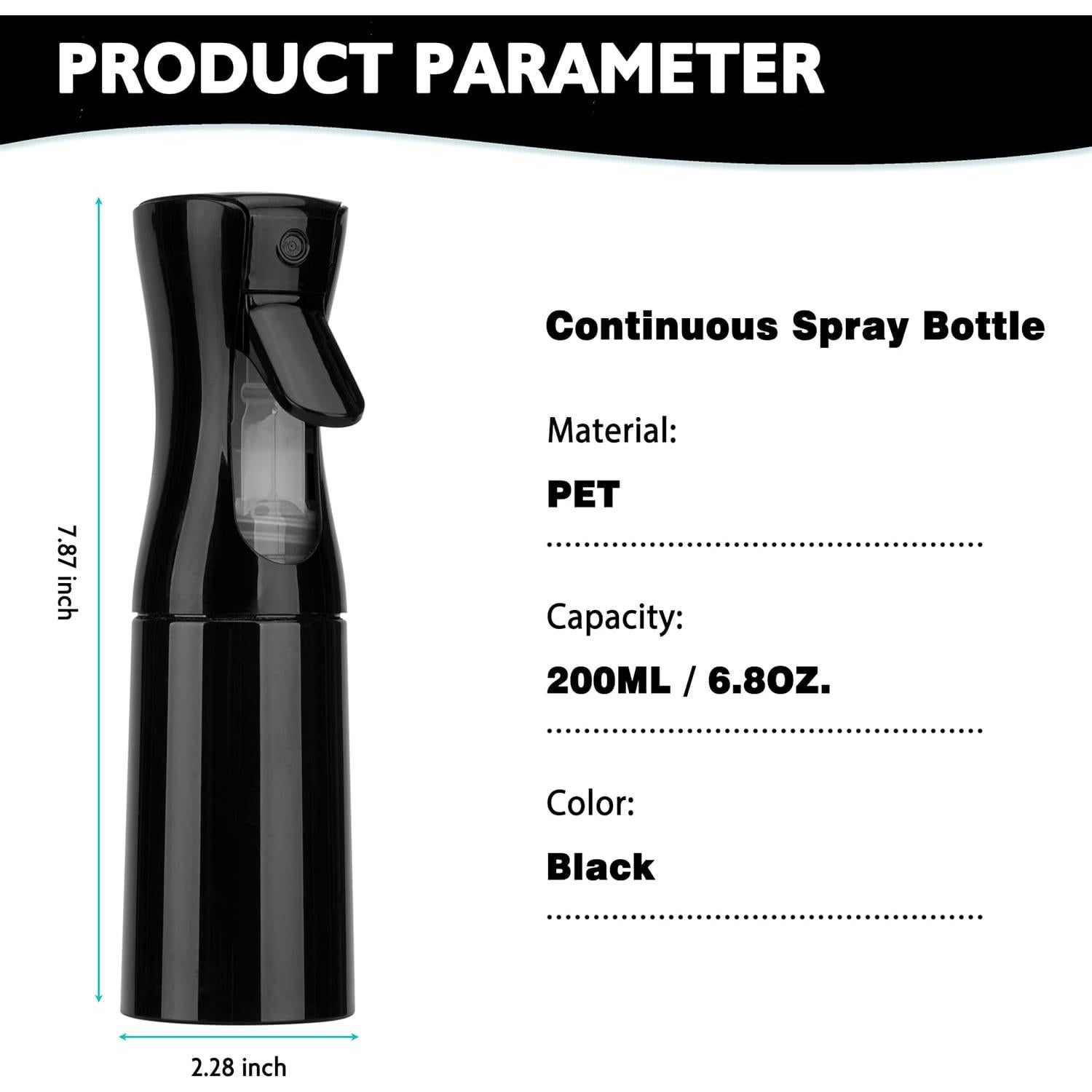 Botella Spray Neblina Ultra Fina 200ml Zuhose Negra