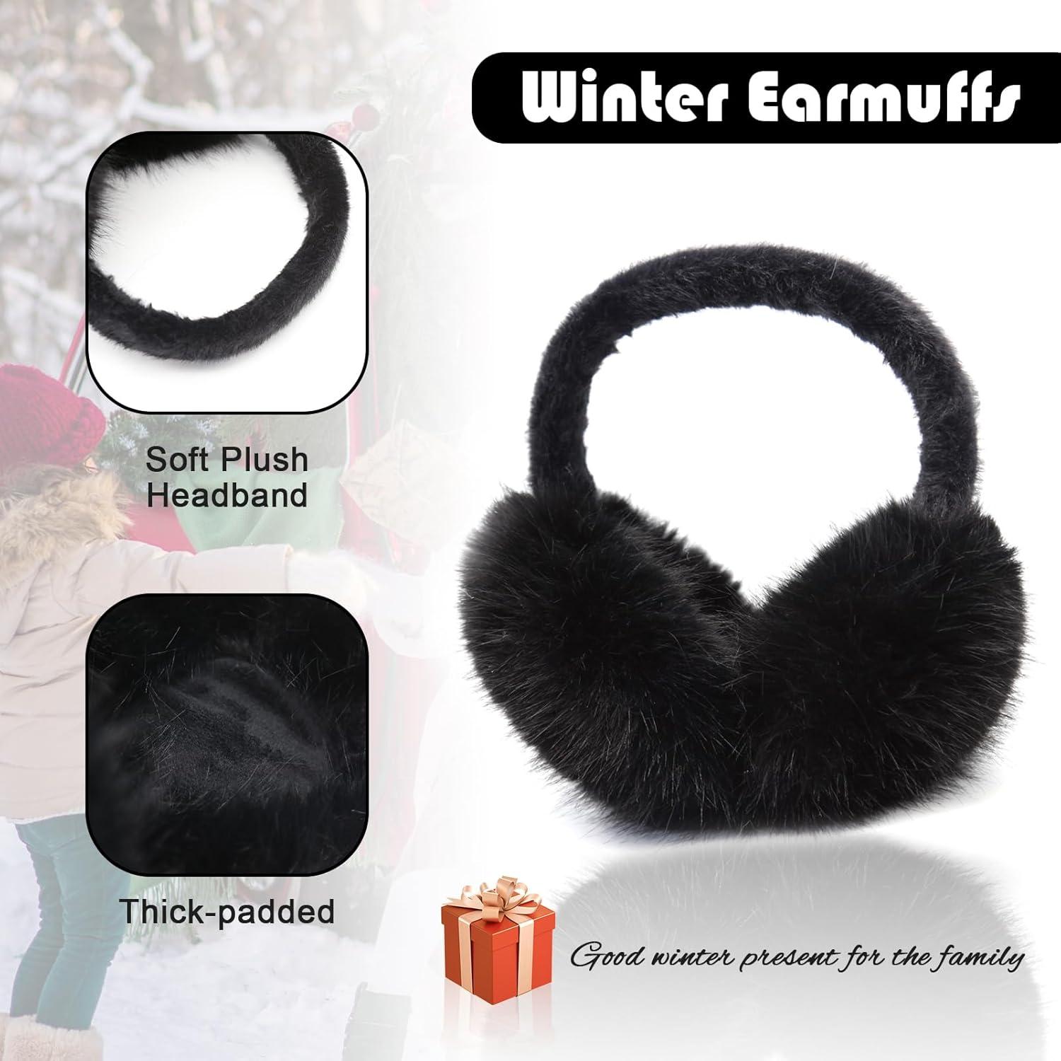 Orejeras de Invierno Plegables para Mujeres - Color Negro