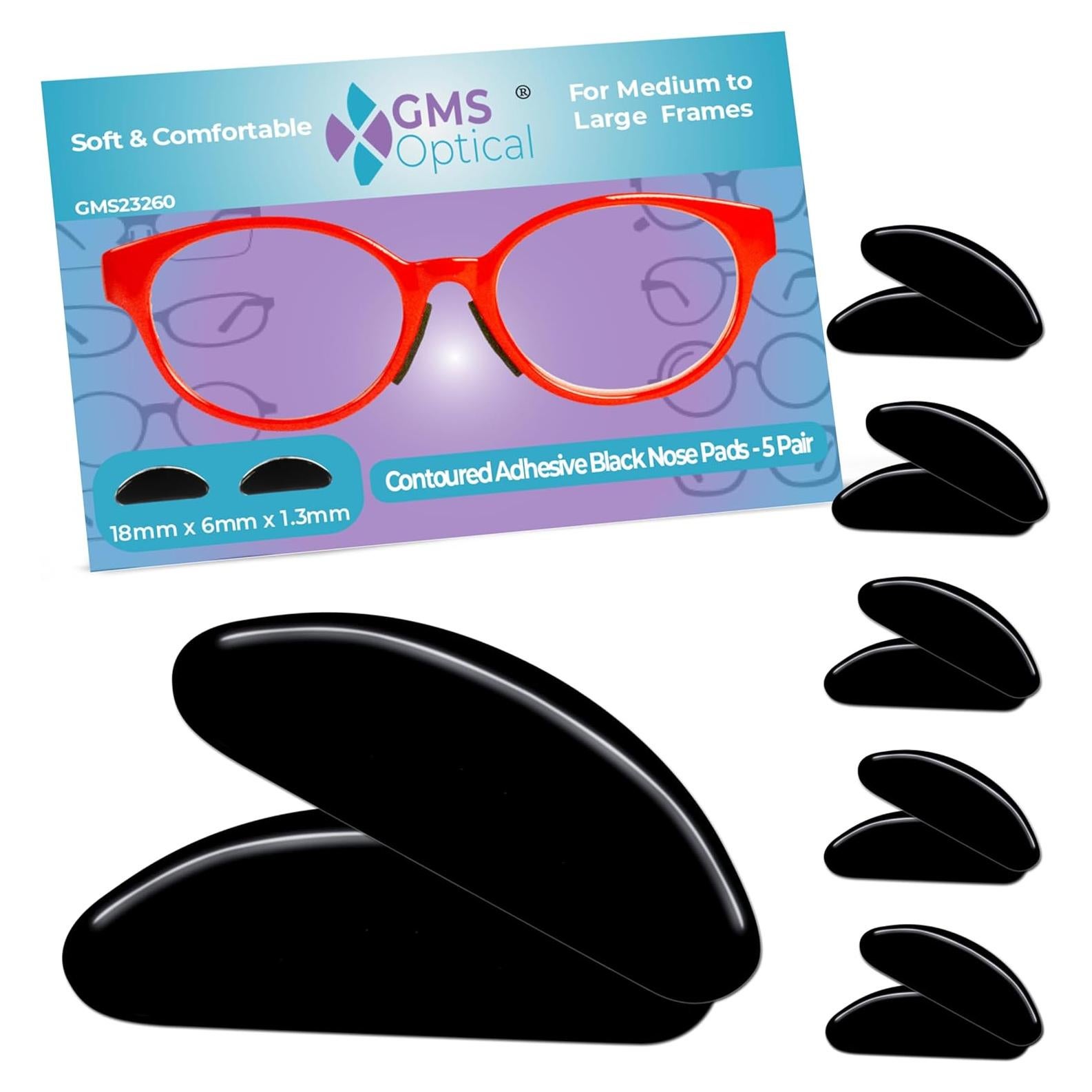 Almohadillas Nasales GMS Optical 1.3mm x 18mm - 5 Pares Negro