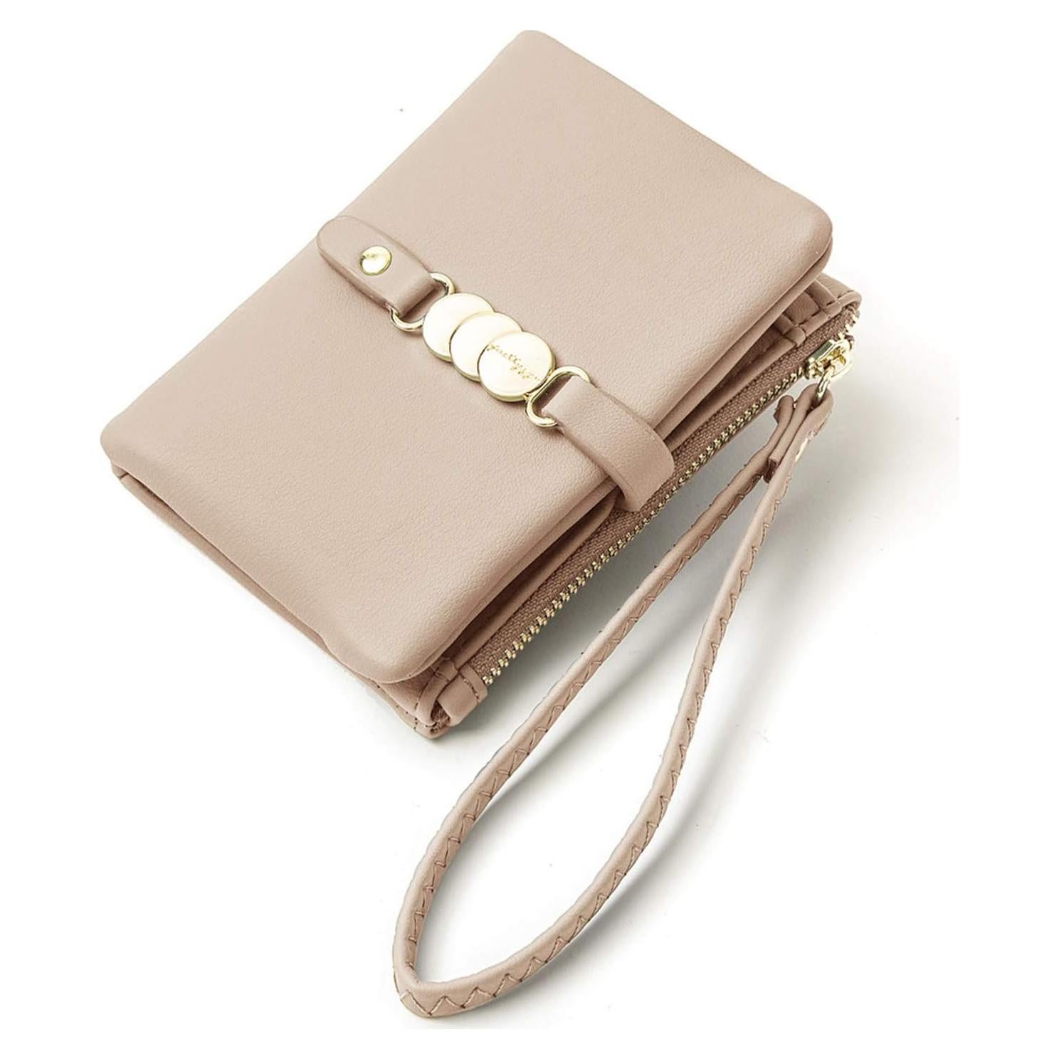 Cartera Bifold para Mujeres AOXON con Muñequera - Beige