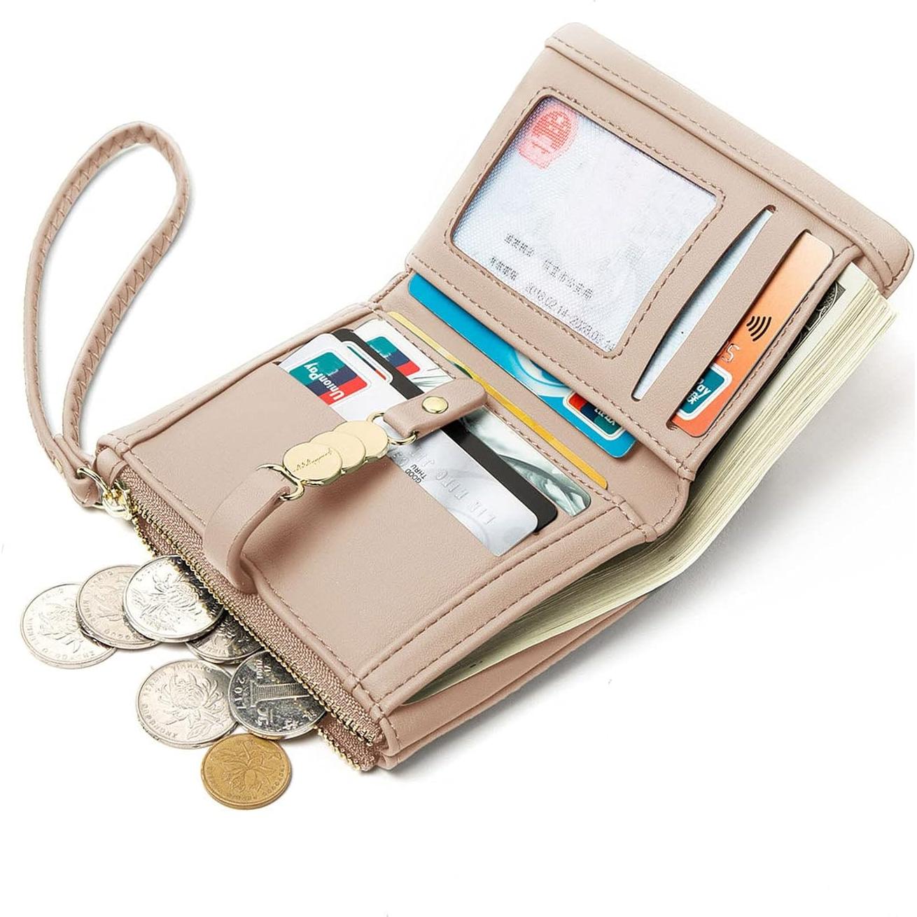 Cartera Bifold para Mujeres AOXON con Muñequera - Beige