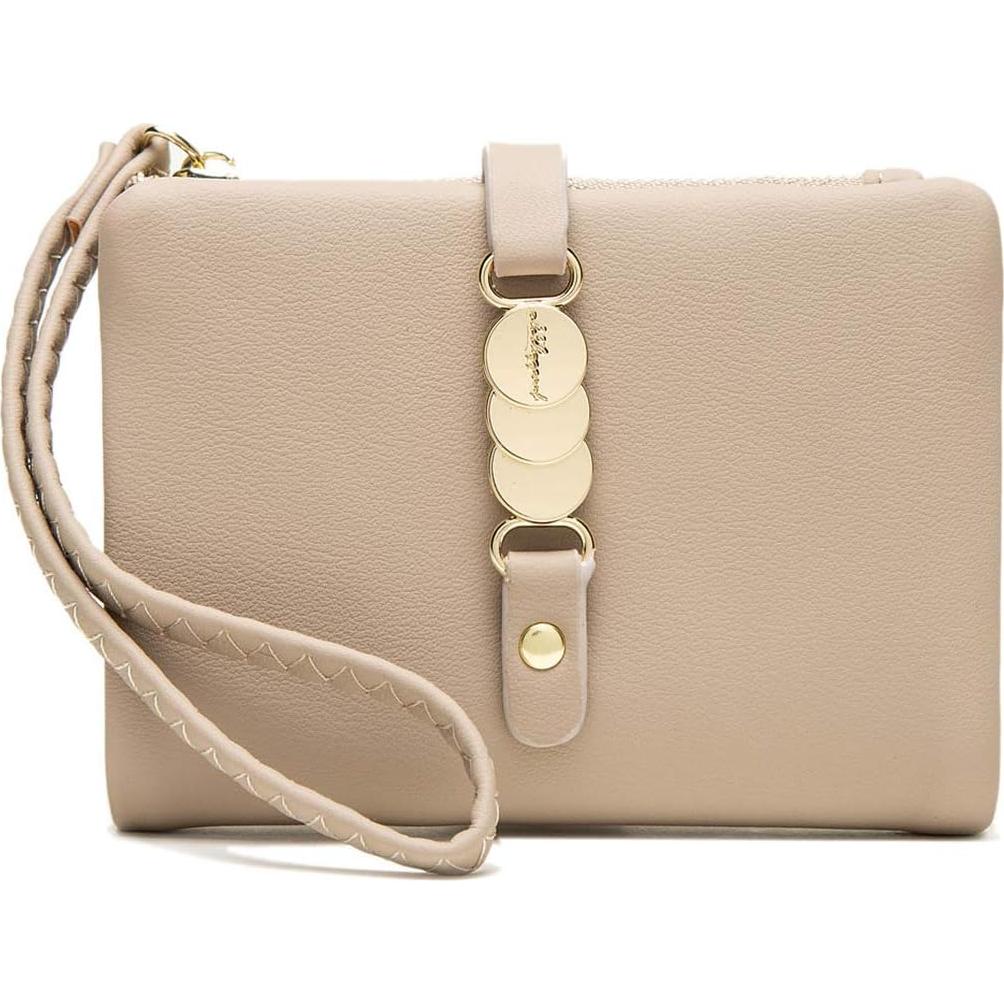 Cartera Bifold para Mujeres AOXON con Muñequera - Beige