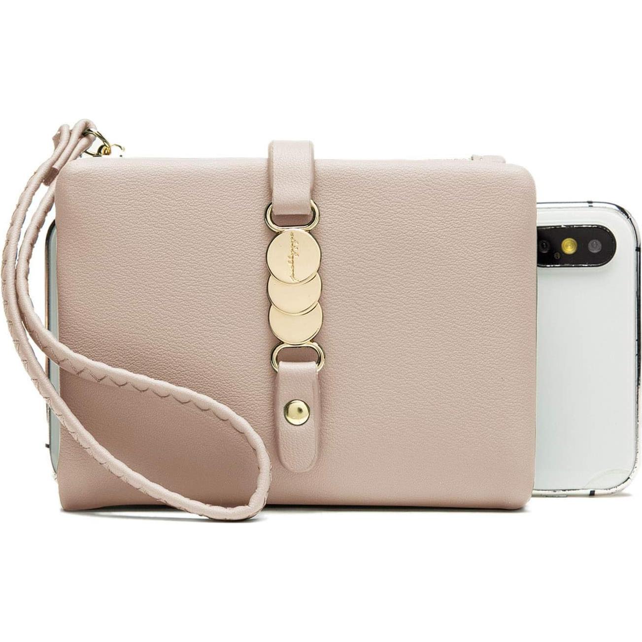 Cartera Bifold para Mujeres AOXON con Muñequera - Beige