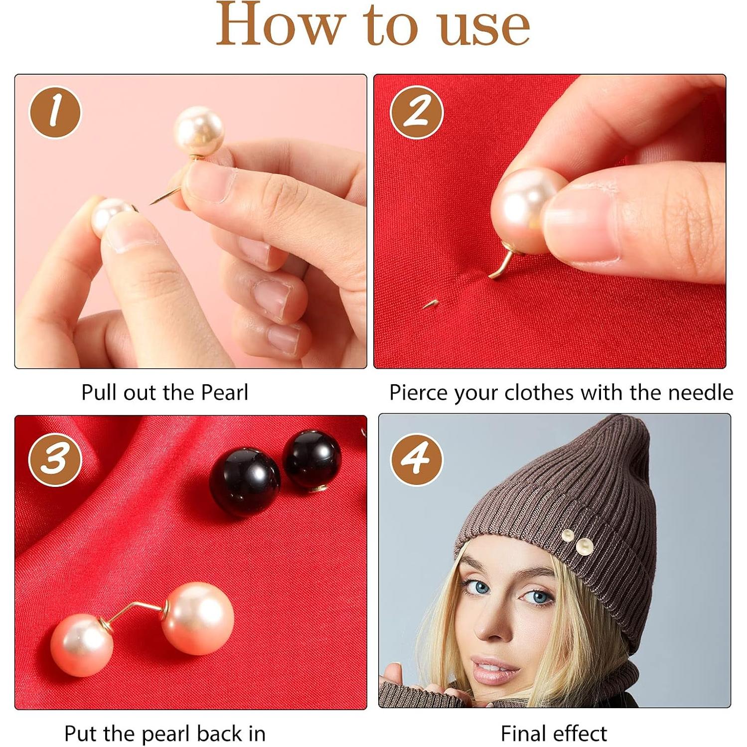 Alfileres de Perlas Artificiales WILLBOND 6 Pcs Elegantes