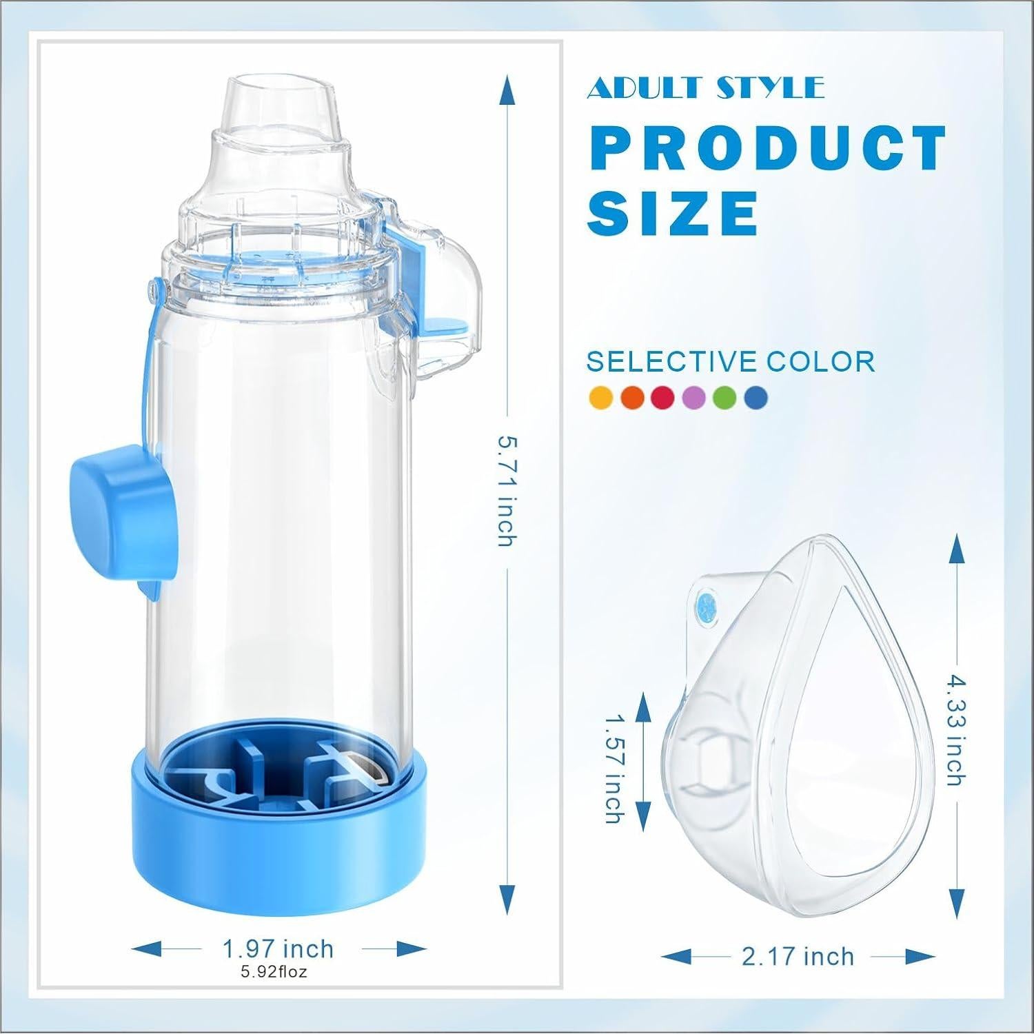 Espaciador de Inhalador Nessi OTC Azul Adulto - Compacto y Liviano