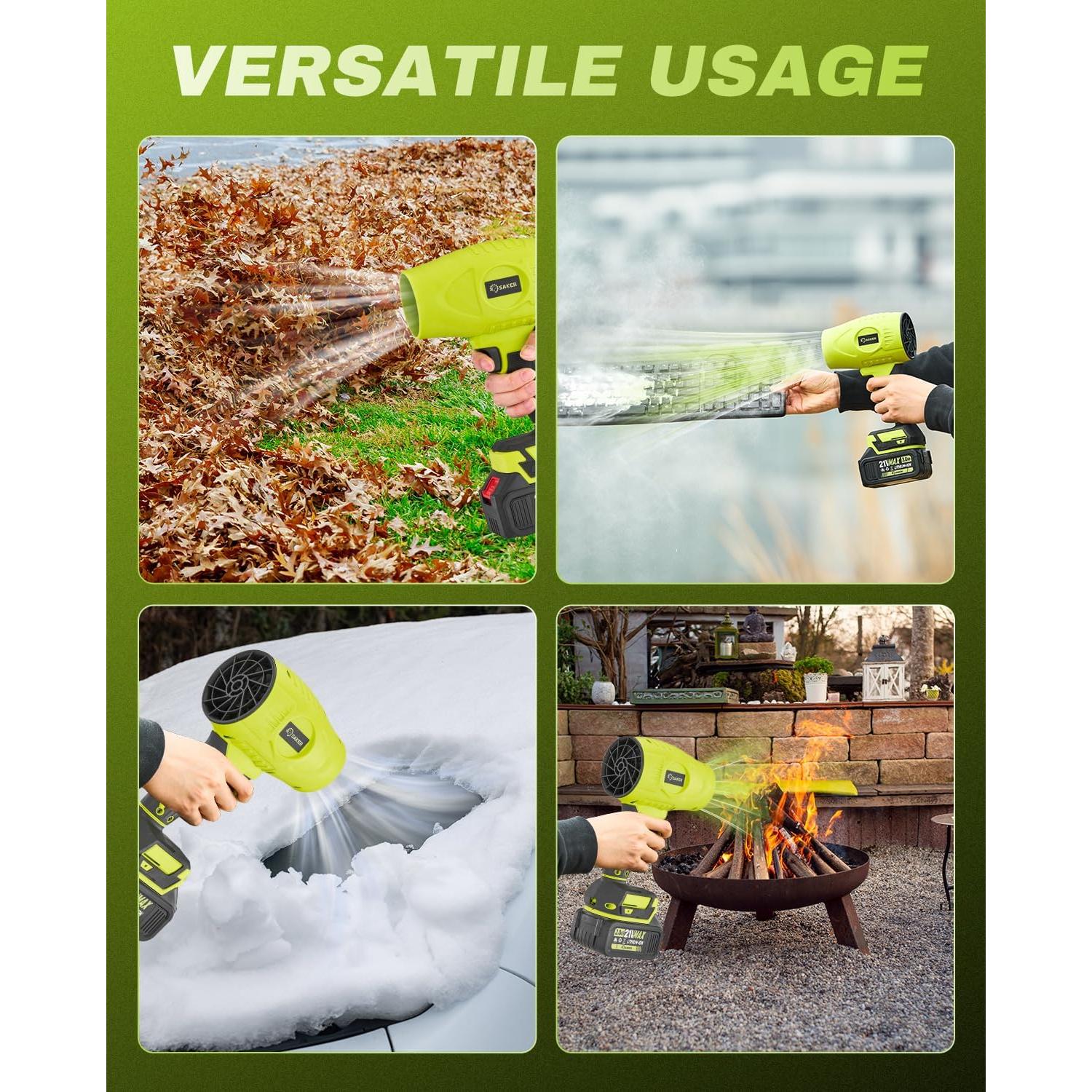 Soplador de Hojas Inalámbrico Saker Verde 21V 2 Baterías