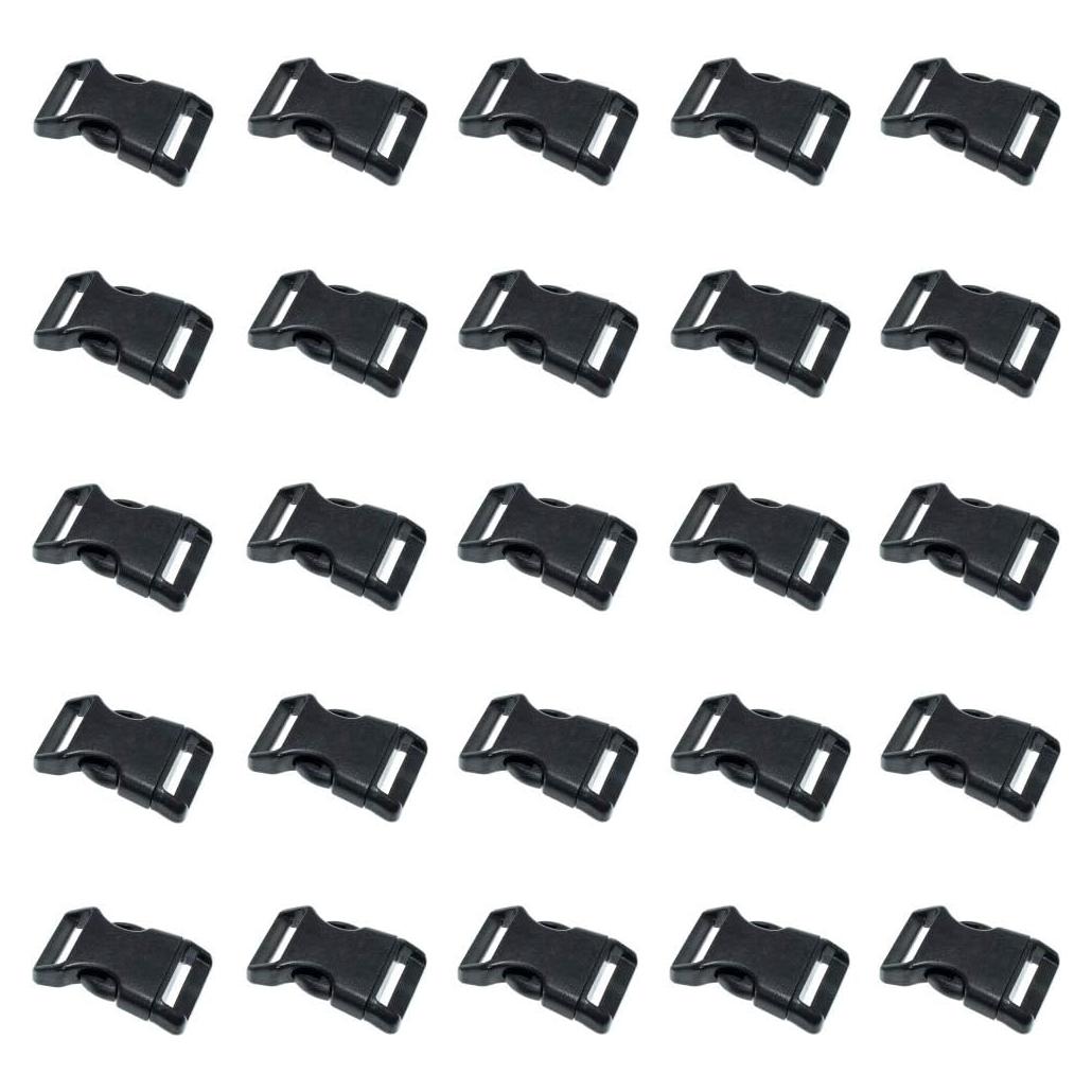 Hebillas de liberación lateral Paracord Planet 1" negro 25 unidades
