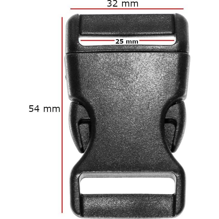 Hebillas de liberación lateral Paracord Planet 1" negro 25 unidades