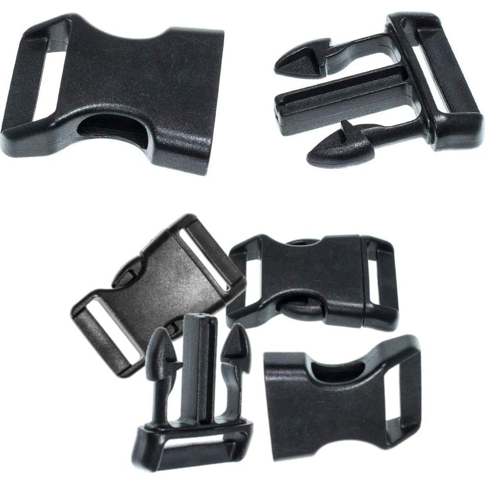 Hebillas de liberación lateral Paracord Planet 1" negro 25 unidades