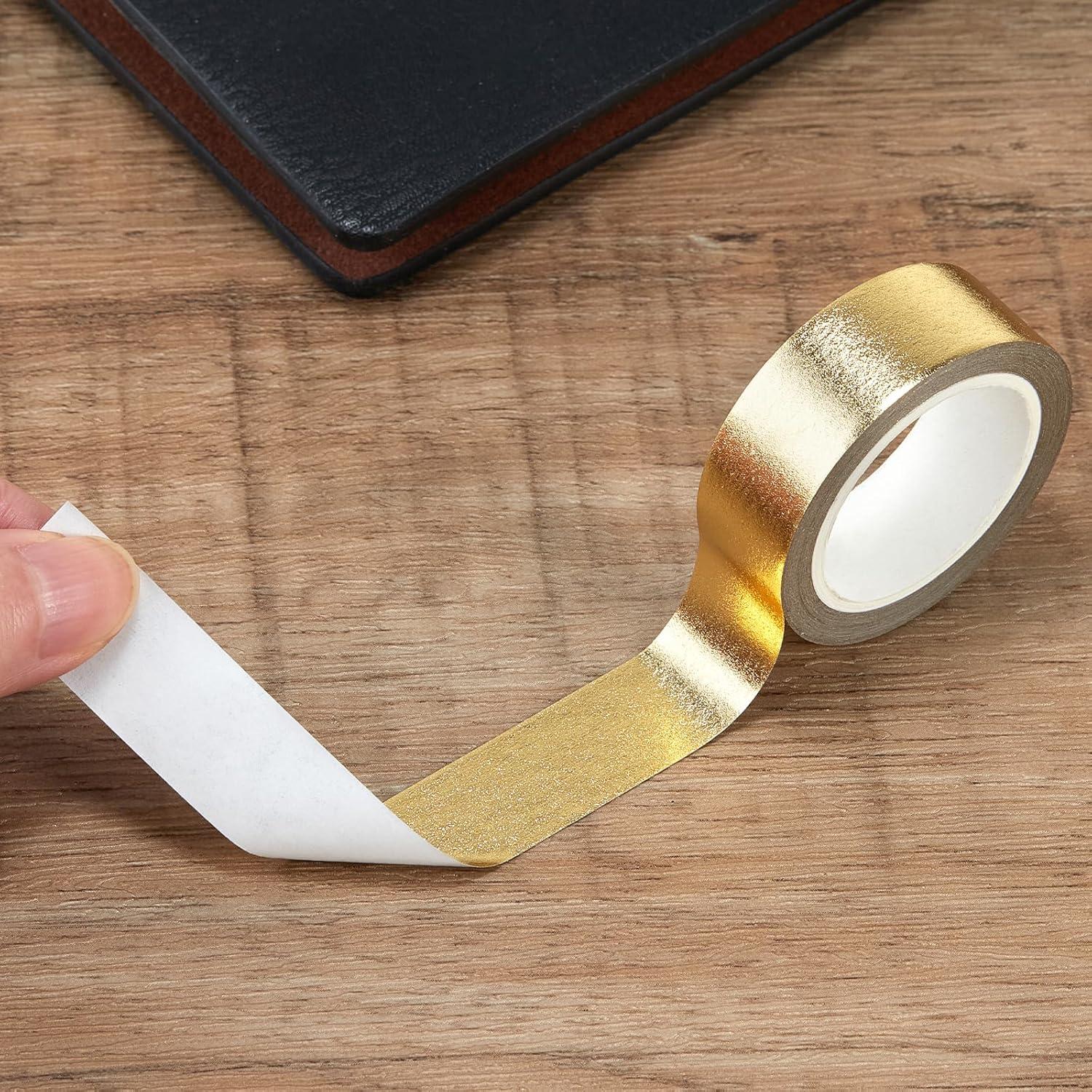 Cinta Washi Dorada QDiShi 2 Rollos 15mm x 10m Decorativa