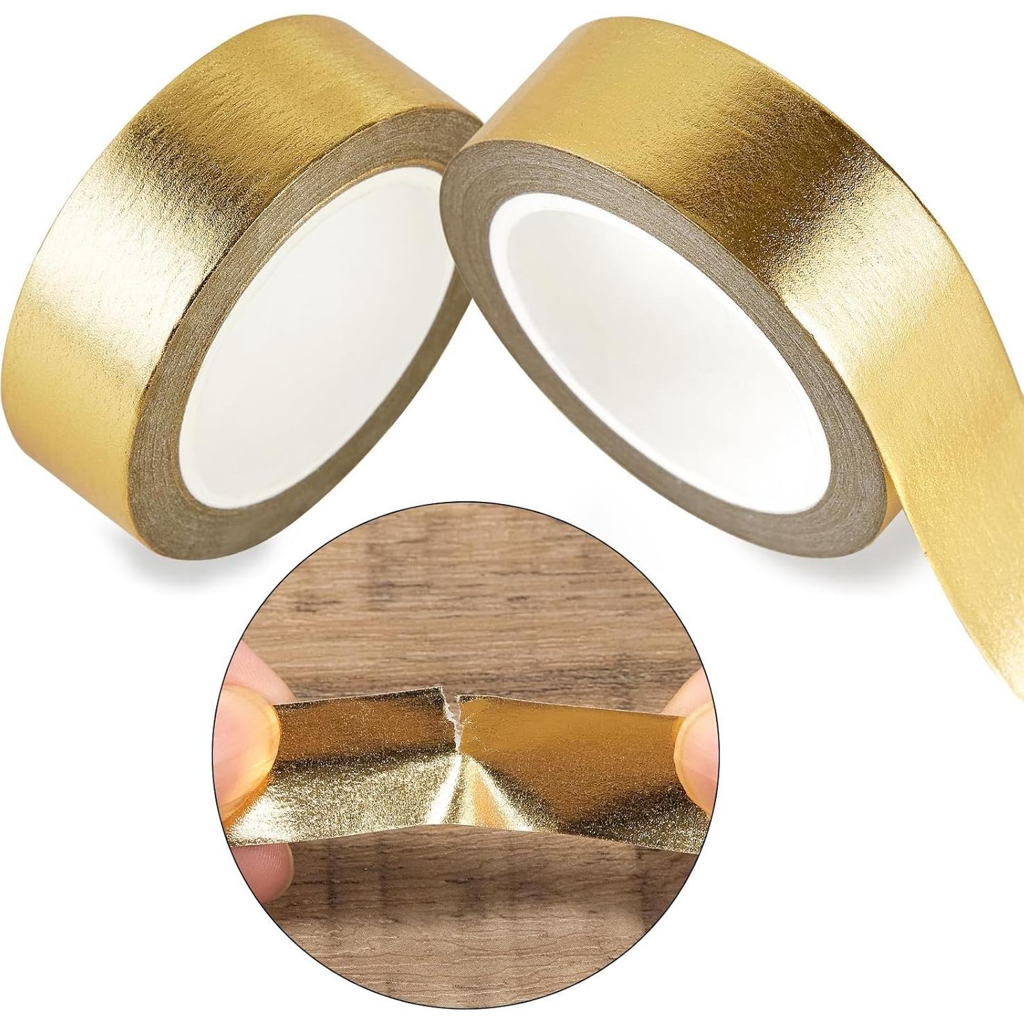 Cinta Washi Dorada QDiShi 2 Rollos 15mm x 10m Decorativa