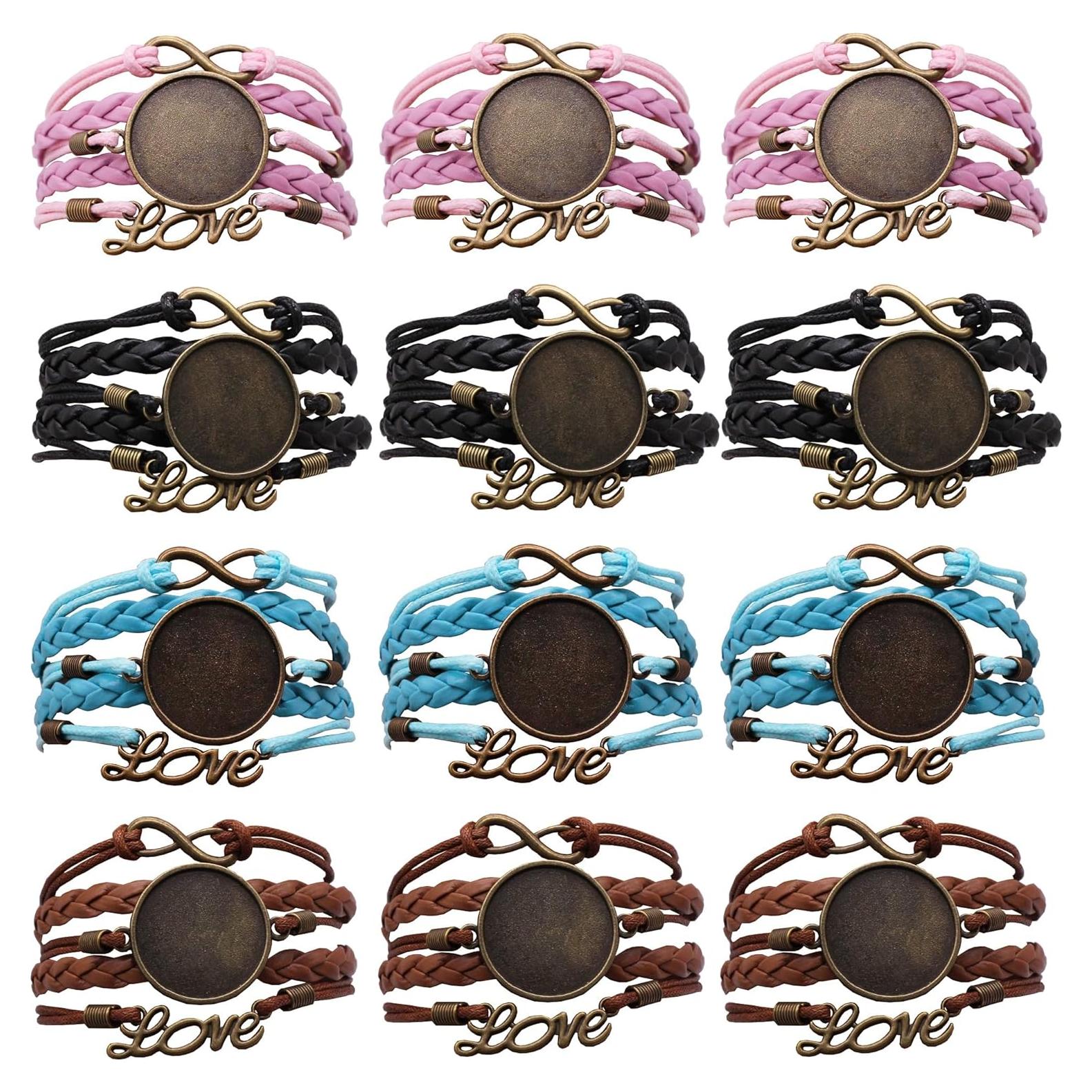 Conjunto de Pulseras de Cuero Sintético MIAO JIN 12PCS 25mm