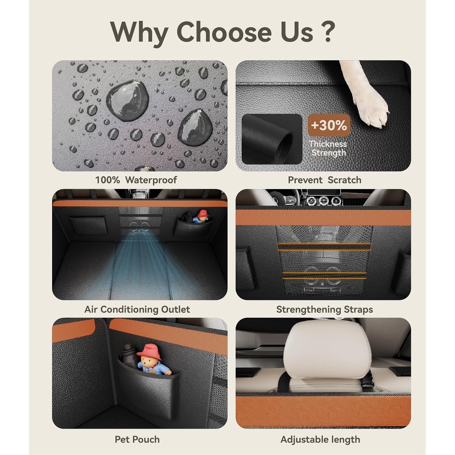 Extensor de Asiento Trasero para Perros Letsenjoy 139.7x63.5cm