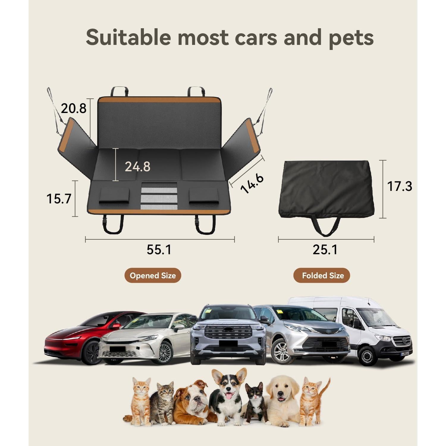 Extensor de Asiento Trasero para Perros Letsenjoy 139.7x63.5cm