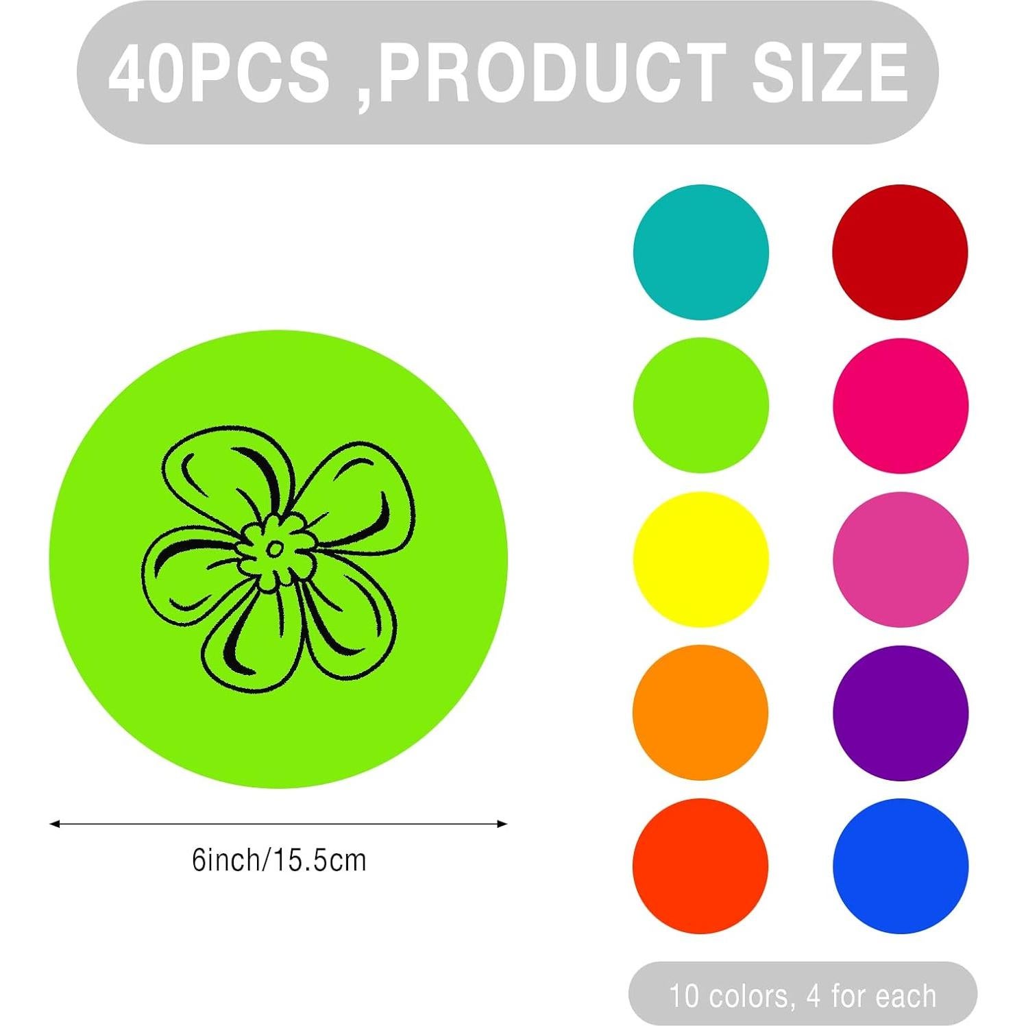 Puntos de Borrado en Seco HOXHA 40 Pcs 15.24 cm 10 Colores