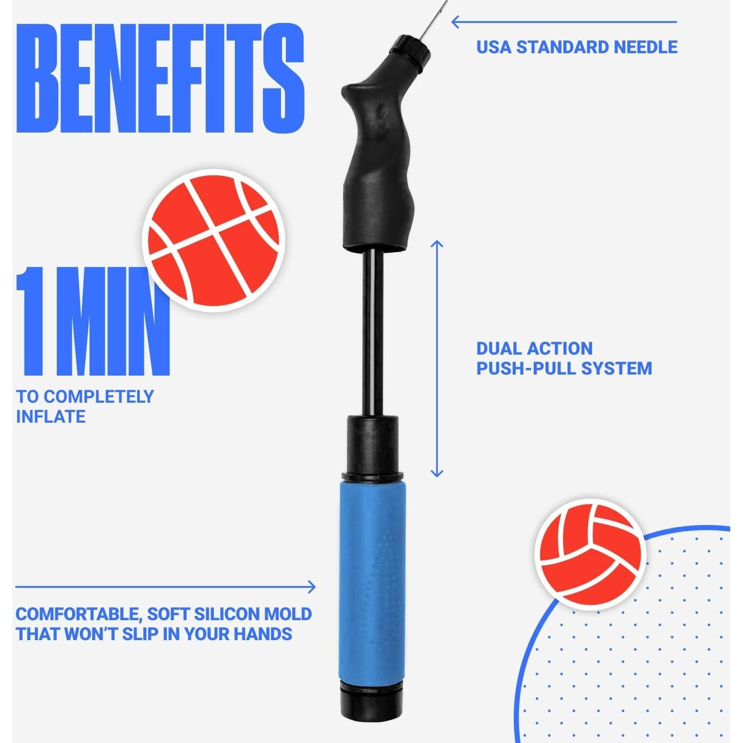 Bomba de Pelotas SPORTBIT Manual - Inflador para Voleibol y Fútbol