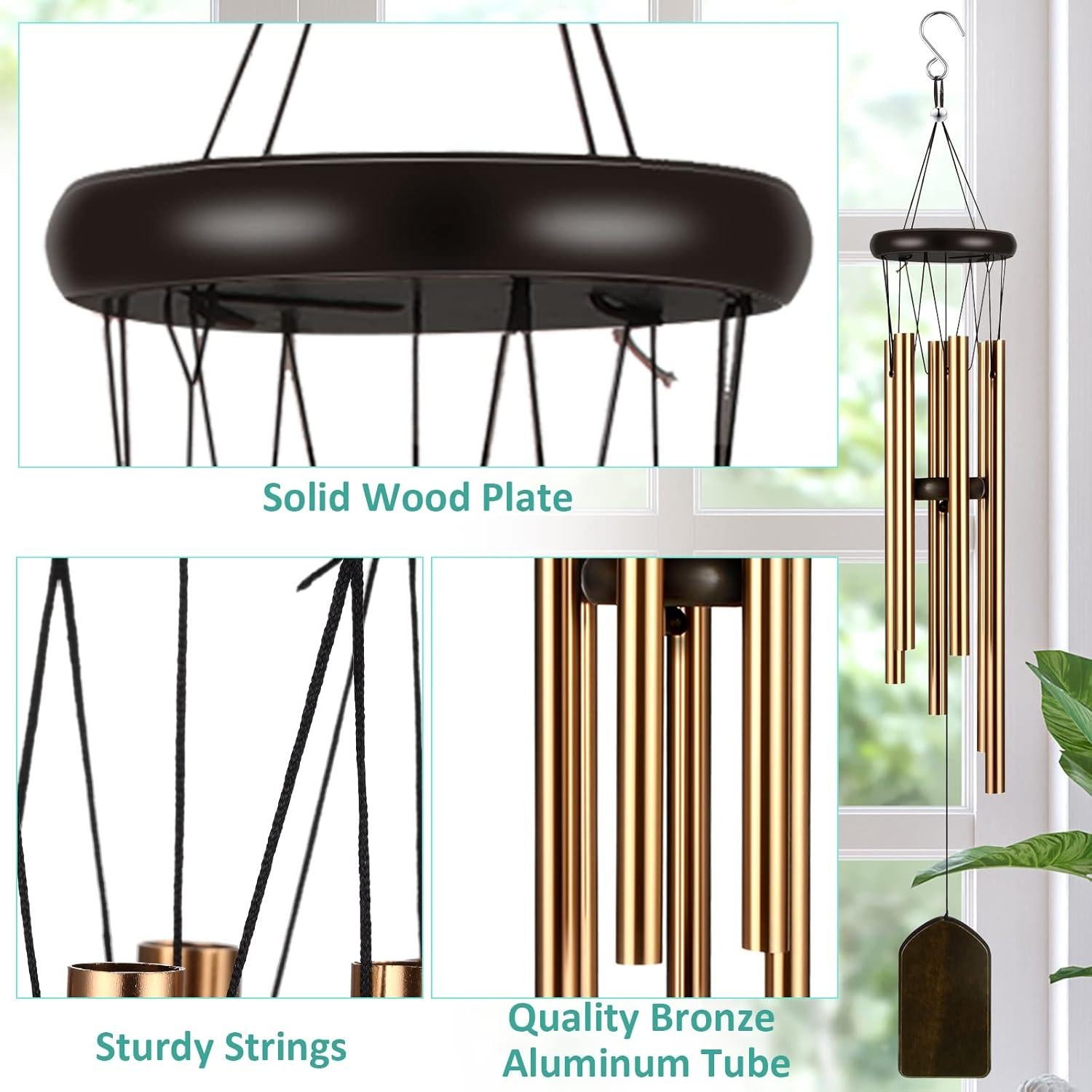 Campanas de Viento Yahenda 6 Piezas 69.85 cm Aluminio Negro