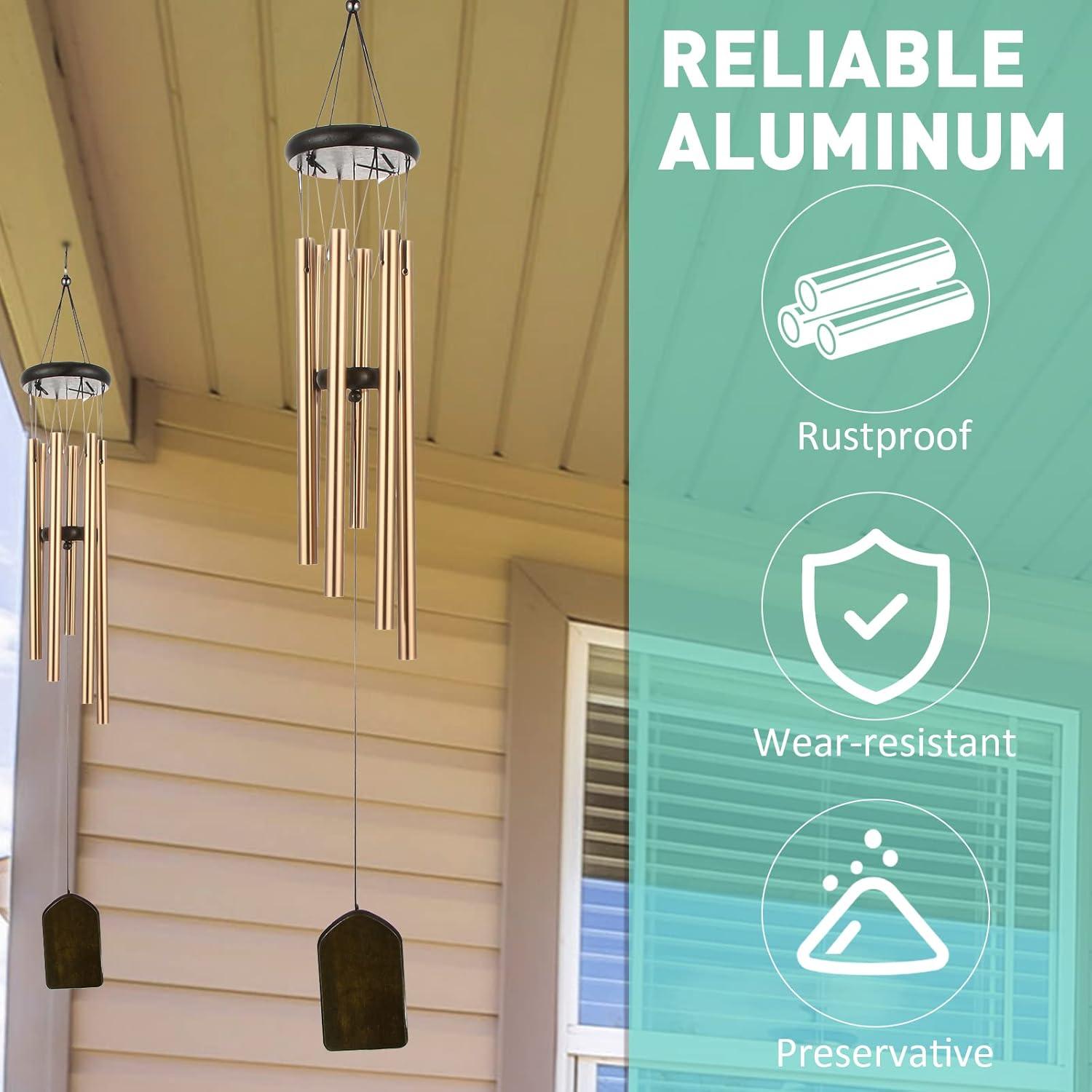 Campanas de Viento Yahenda 6 Piezas 69.85 cm Aluminio Negro