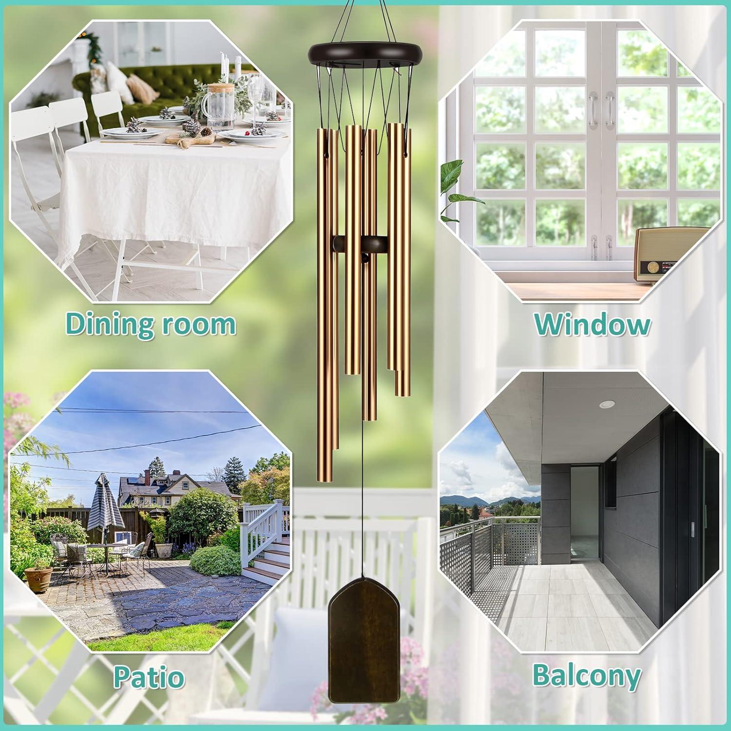 Campanas de Viento Yahenda 6 Piezas 69.85 cm Aluminio Negro