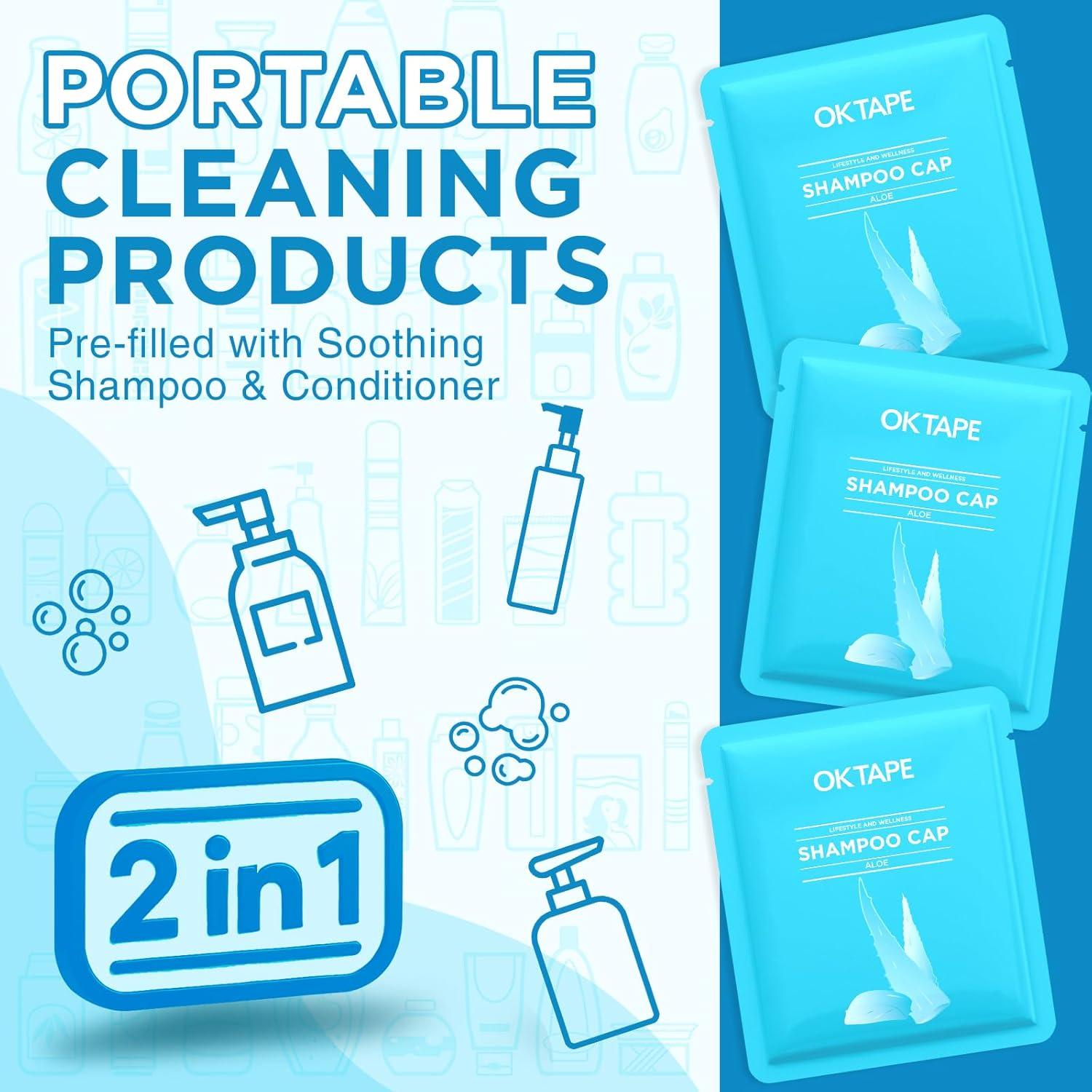 Gorro de Champú Sin Agua OK TAPE Aloe Vera - 6 Paquetes