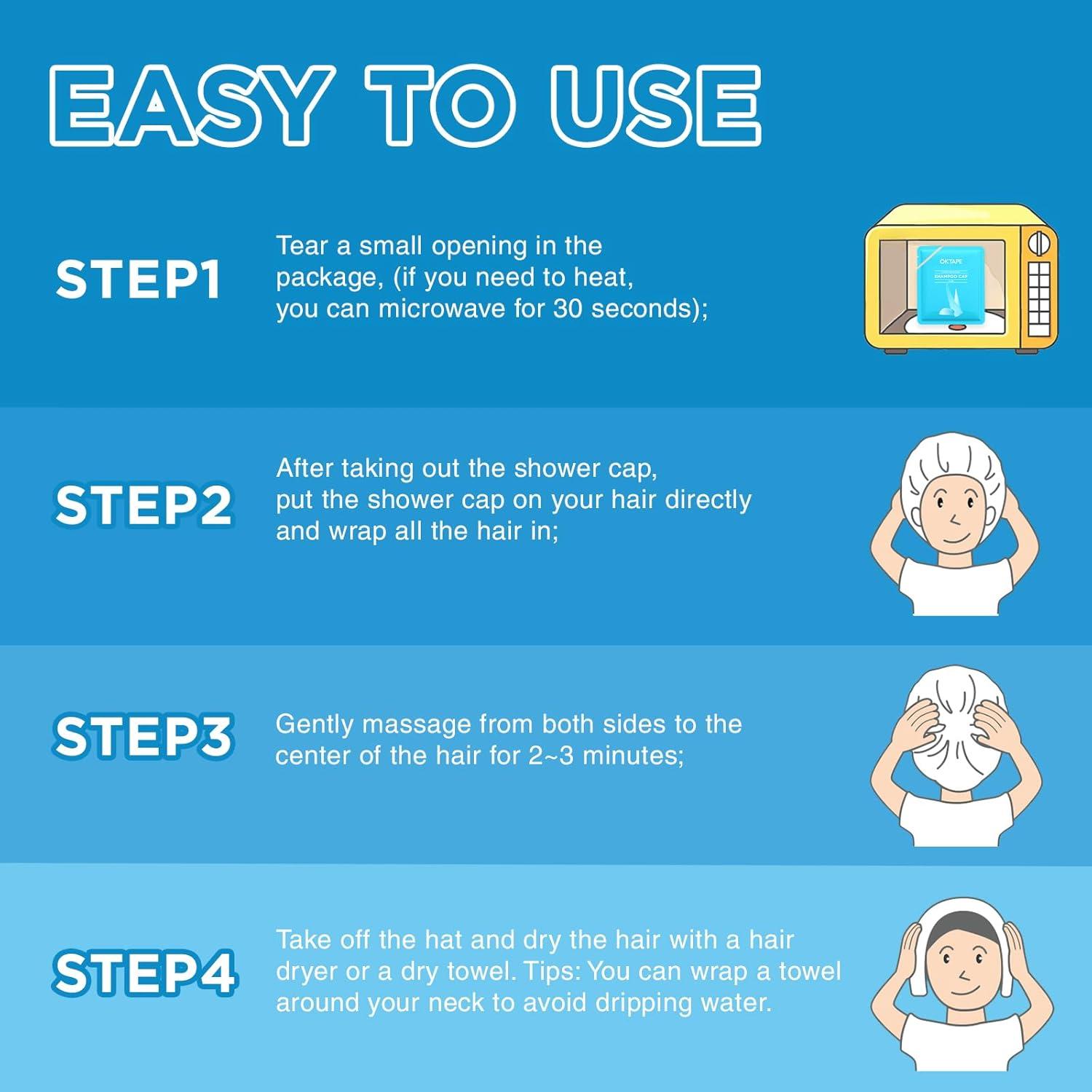 Gorro de Champú Sin Agua OK TAPE Aloe Vera - 6 Paquetes