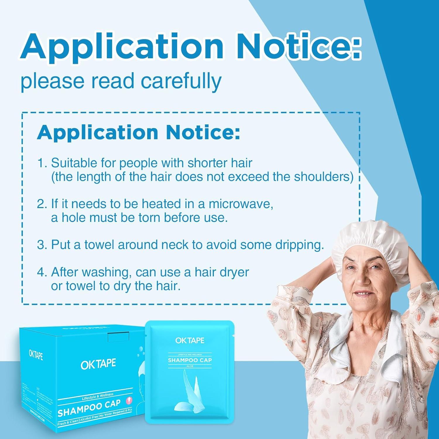 Gorro de Champú Sin Agua OK TAPE Aloe Vera - 6 Paquetes