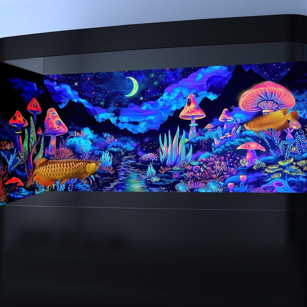 Fondo de Acuario Dtekoj 60x30cm Luz Negra UV Bosque Montaña