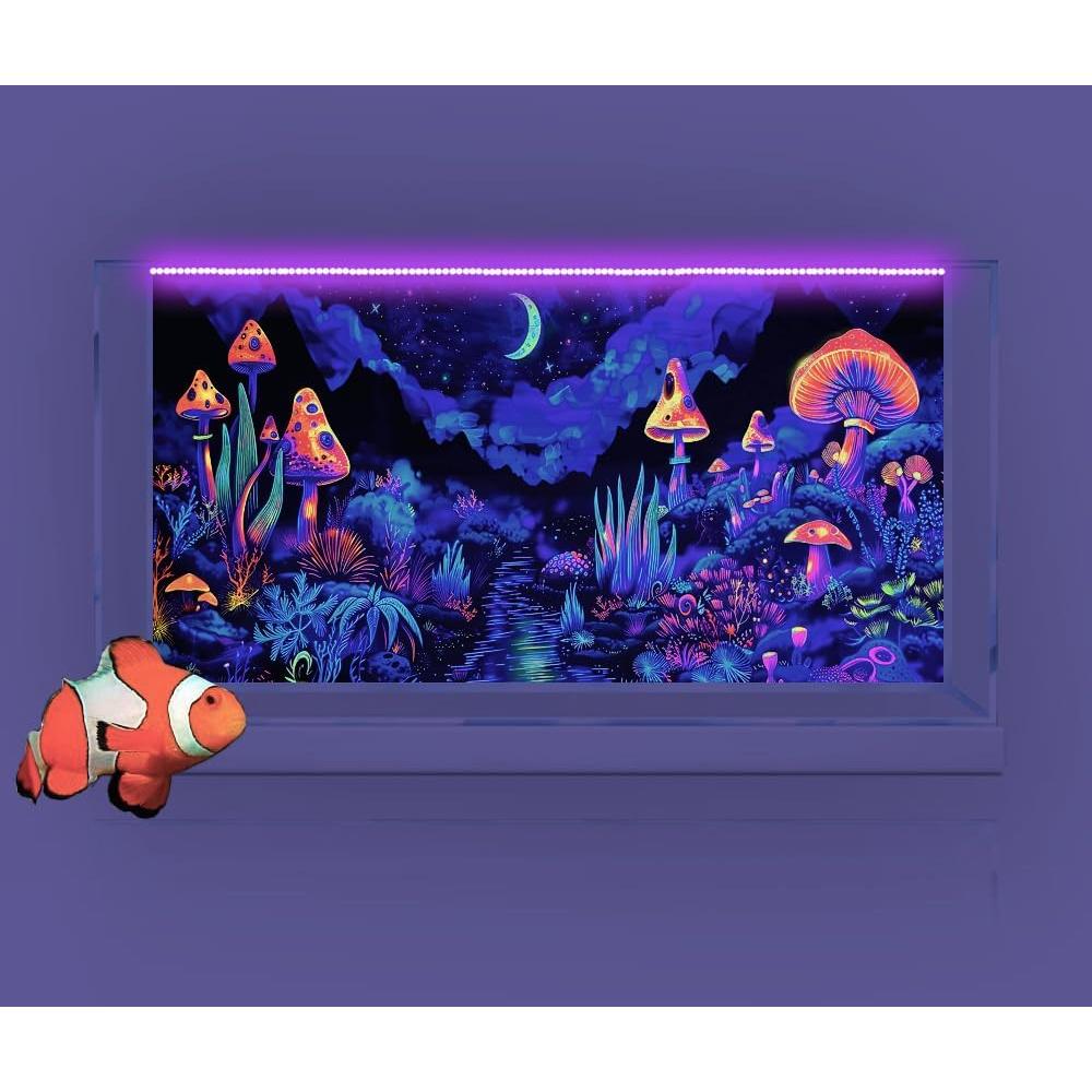 Fondo de Acuario Dtekoj 60x30cm Luz Negra UV Bosque Montaña