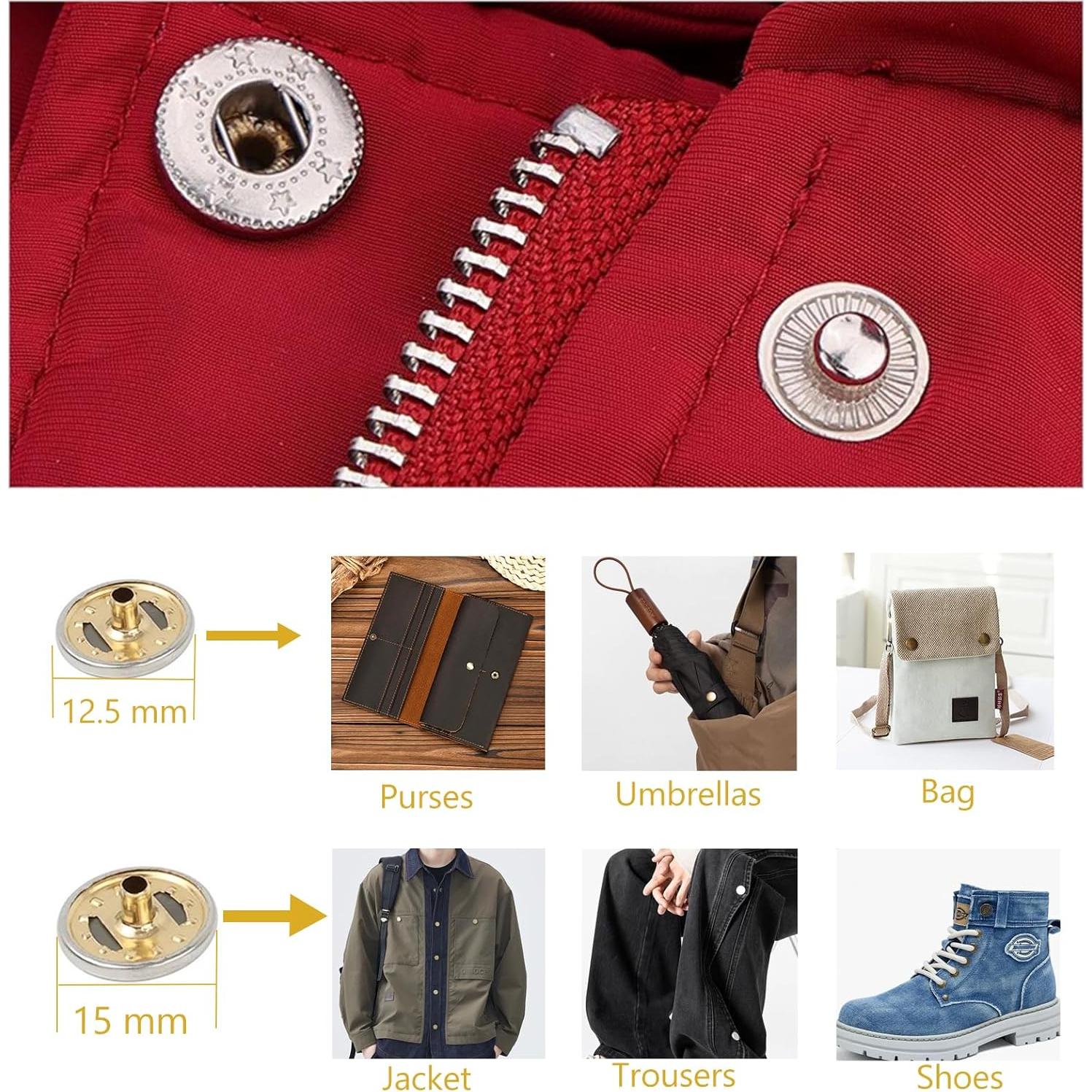 Kit de Broches a Presión MIFOLEU 12.5mm 486PCS Acero Inoxidable