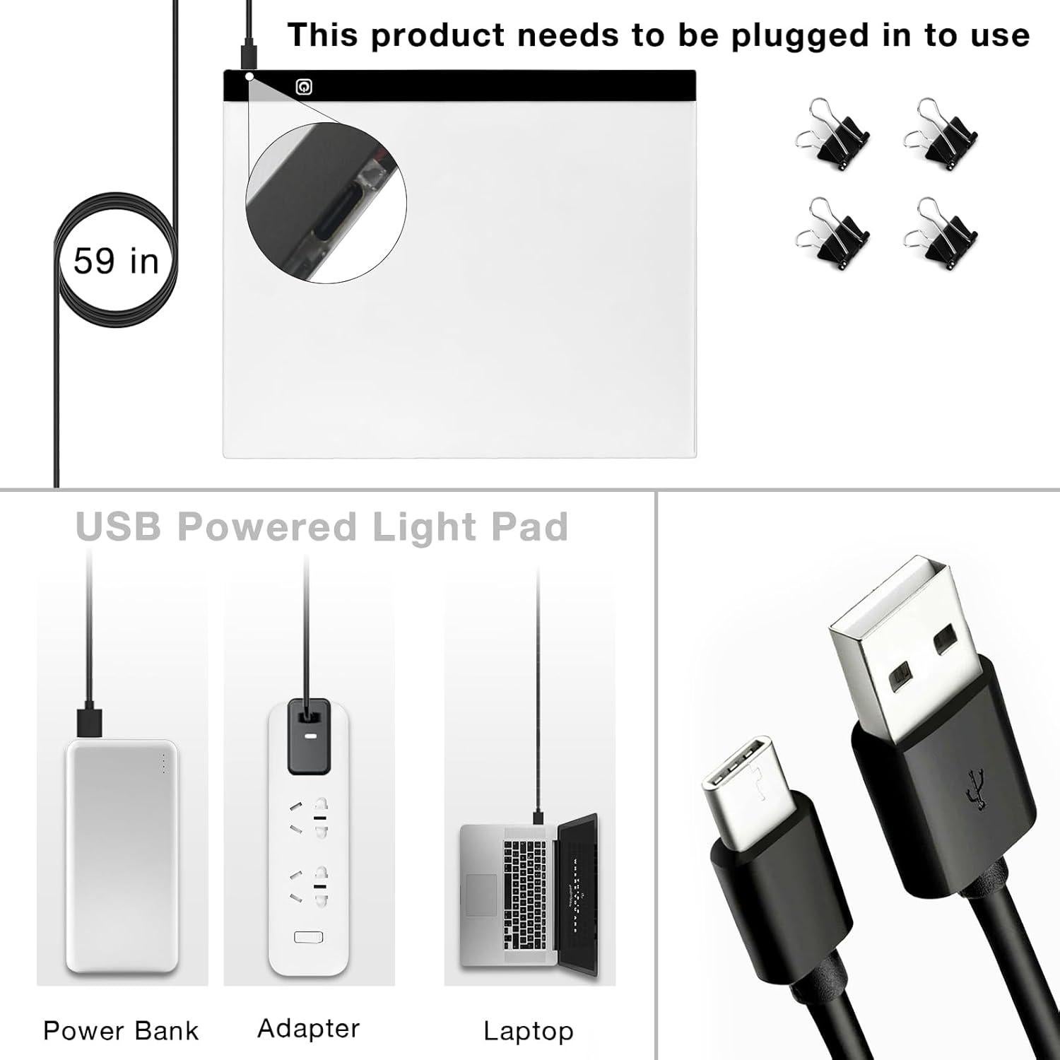 Pad de Luz LED A3 Funshot con Alimentación USB y 4 Clips